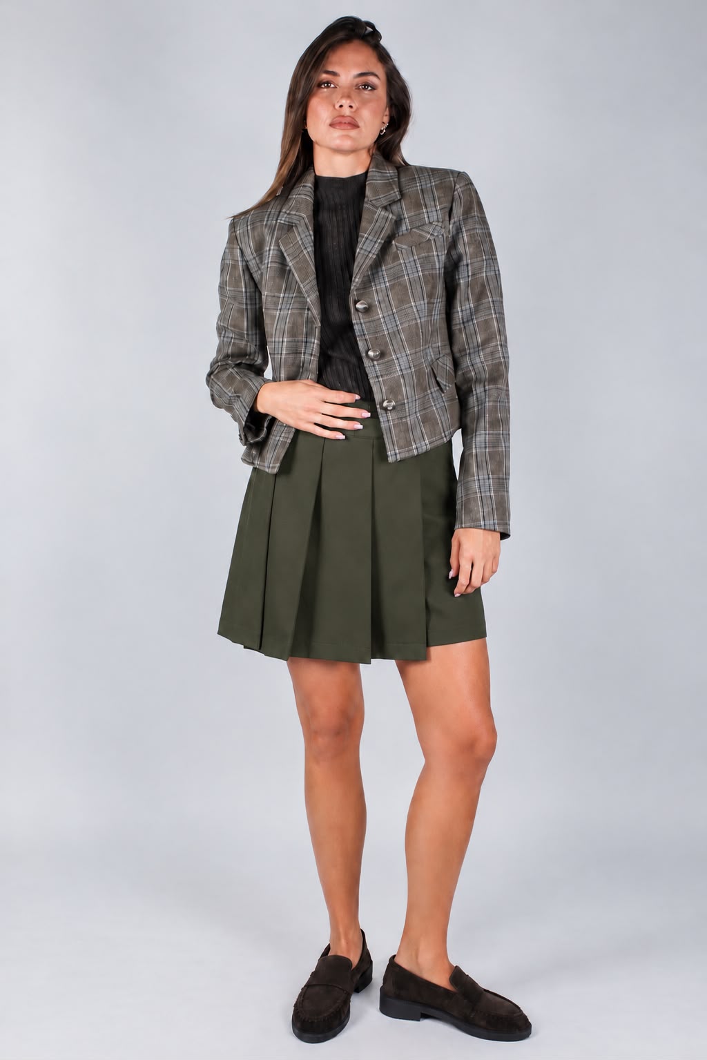 Haveone - Gonna-Shorts plissé con chiusura zip sul lato