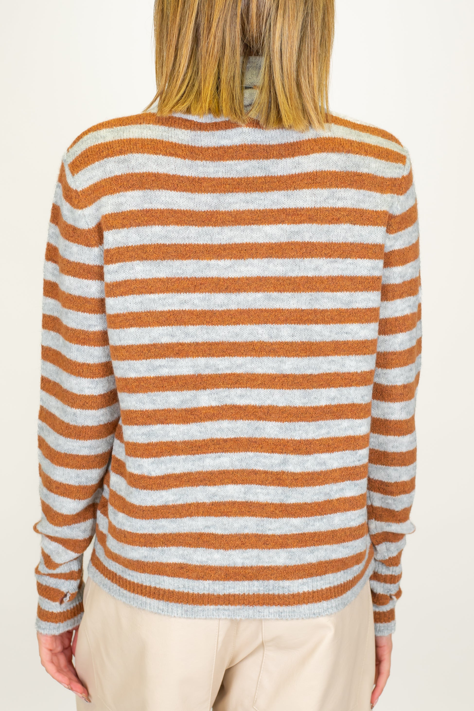 Haveome - Maglia a righe in misto lana con sciarpina