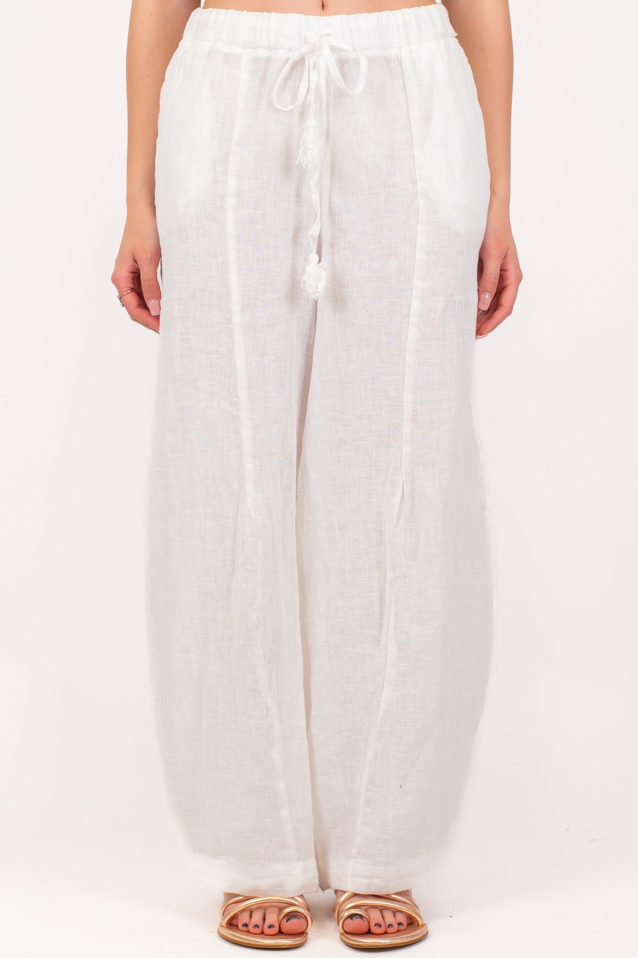 Motel - Pantalone balloon in puro lino con coulisse
