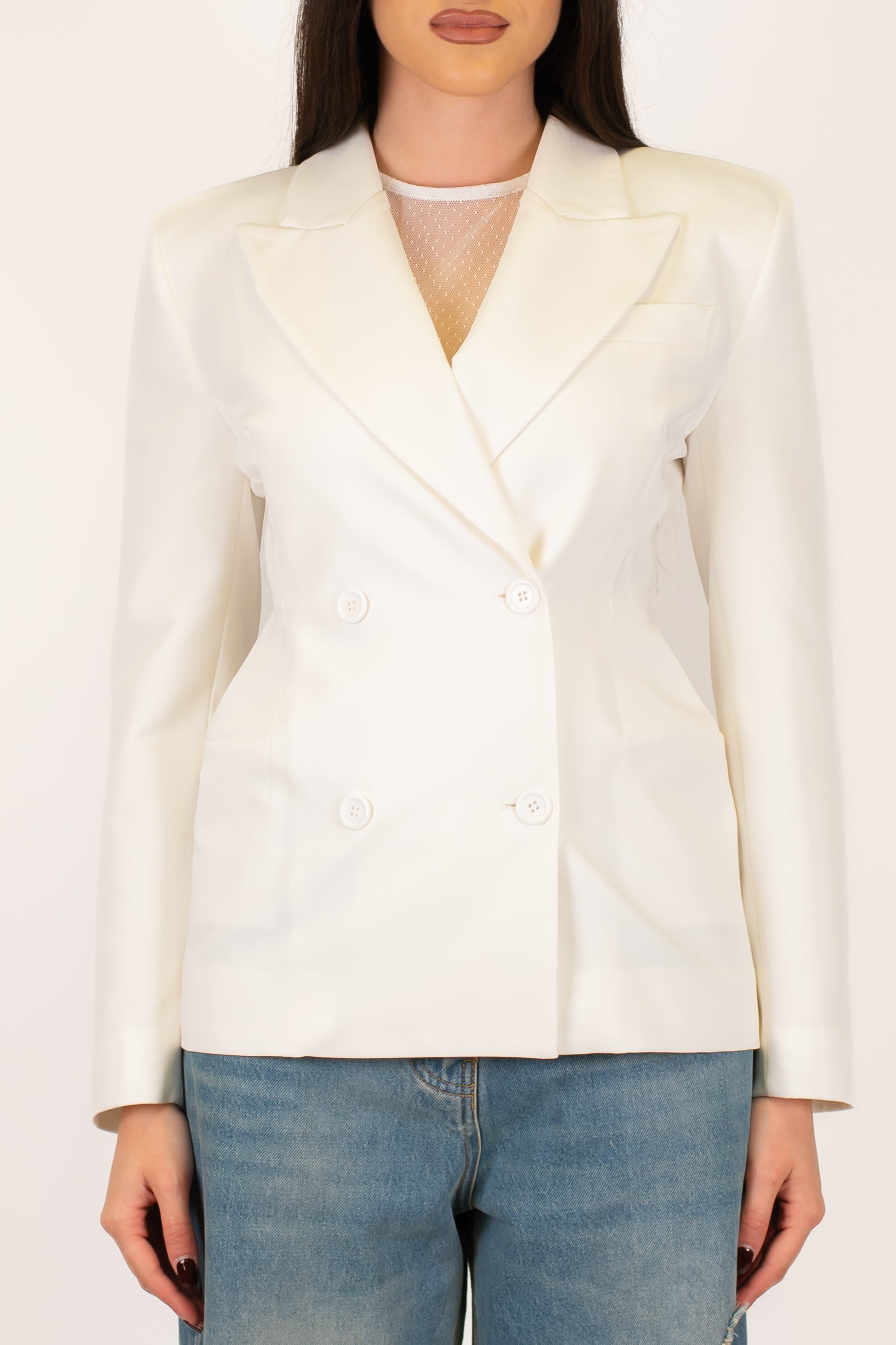 Dixie - Giacca doppiopetto slim con spalline