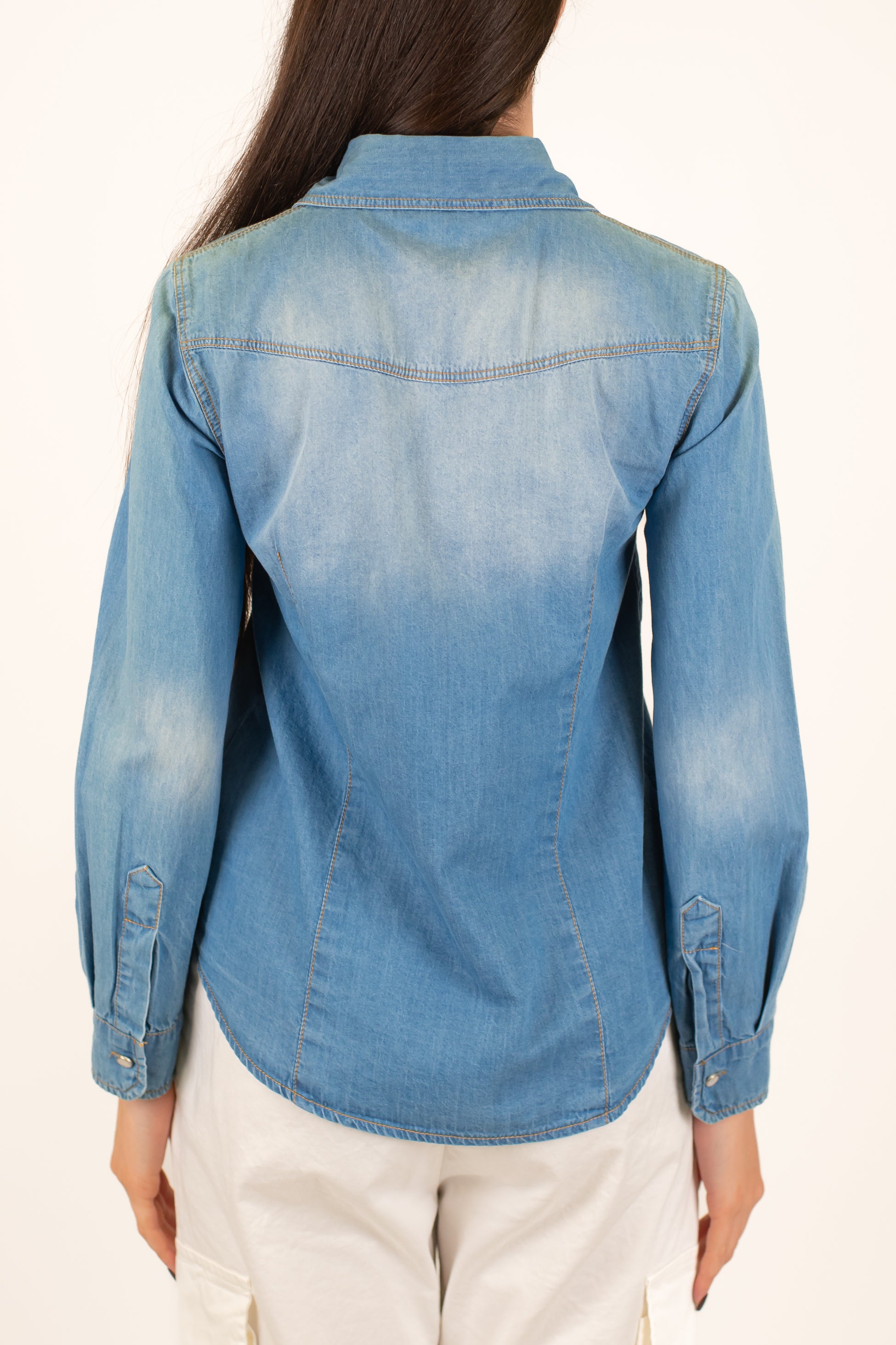 Motel - Camicia in chambray con chiusura ciappe