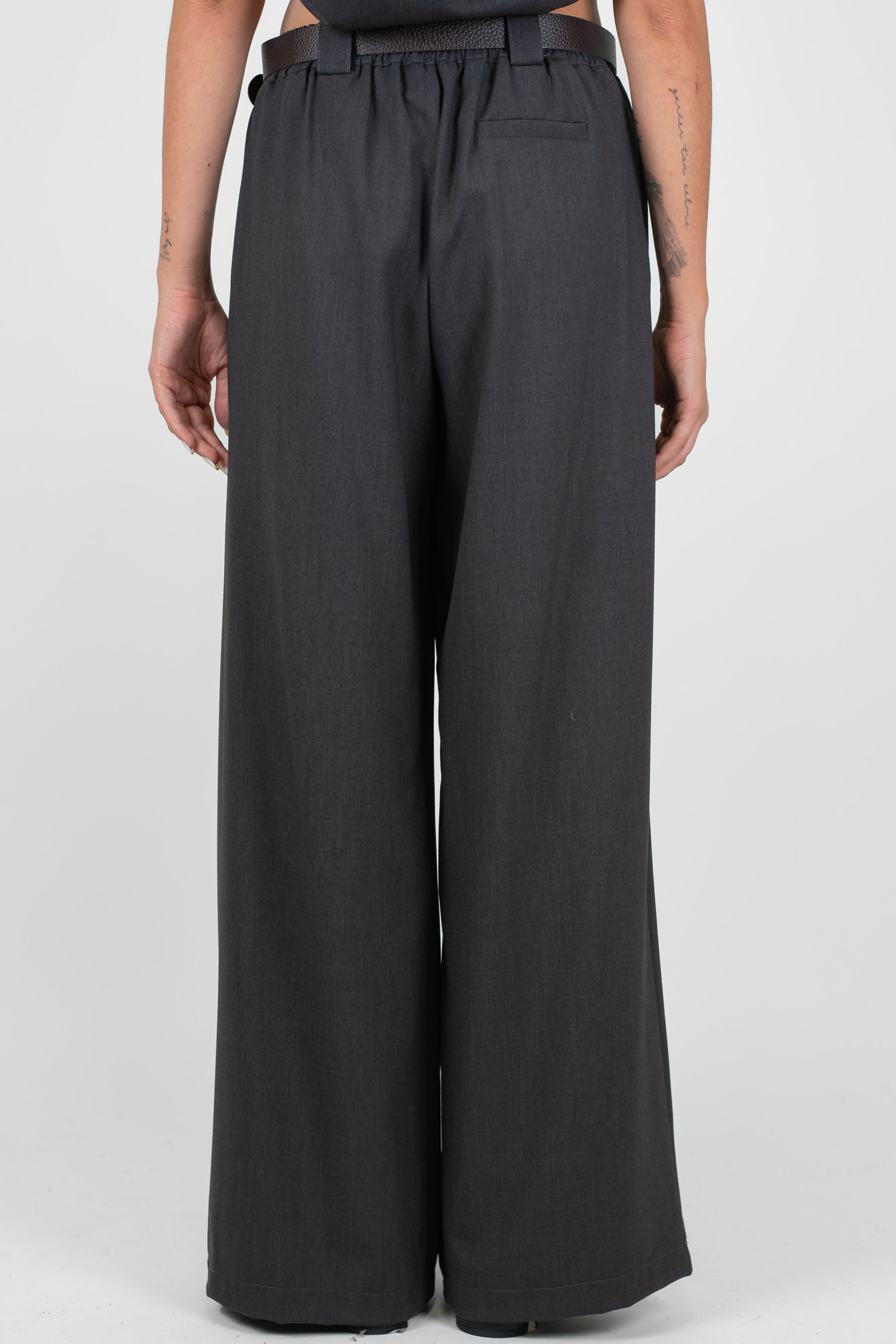 Dixie - Pantalone palazzo con pinces ed elastico in vita sul retro