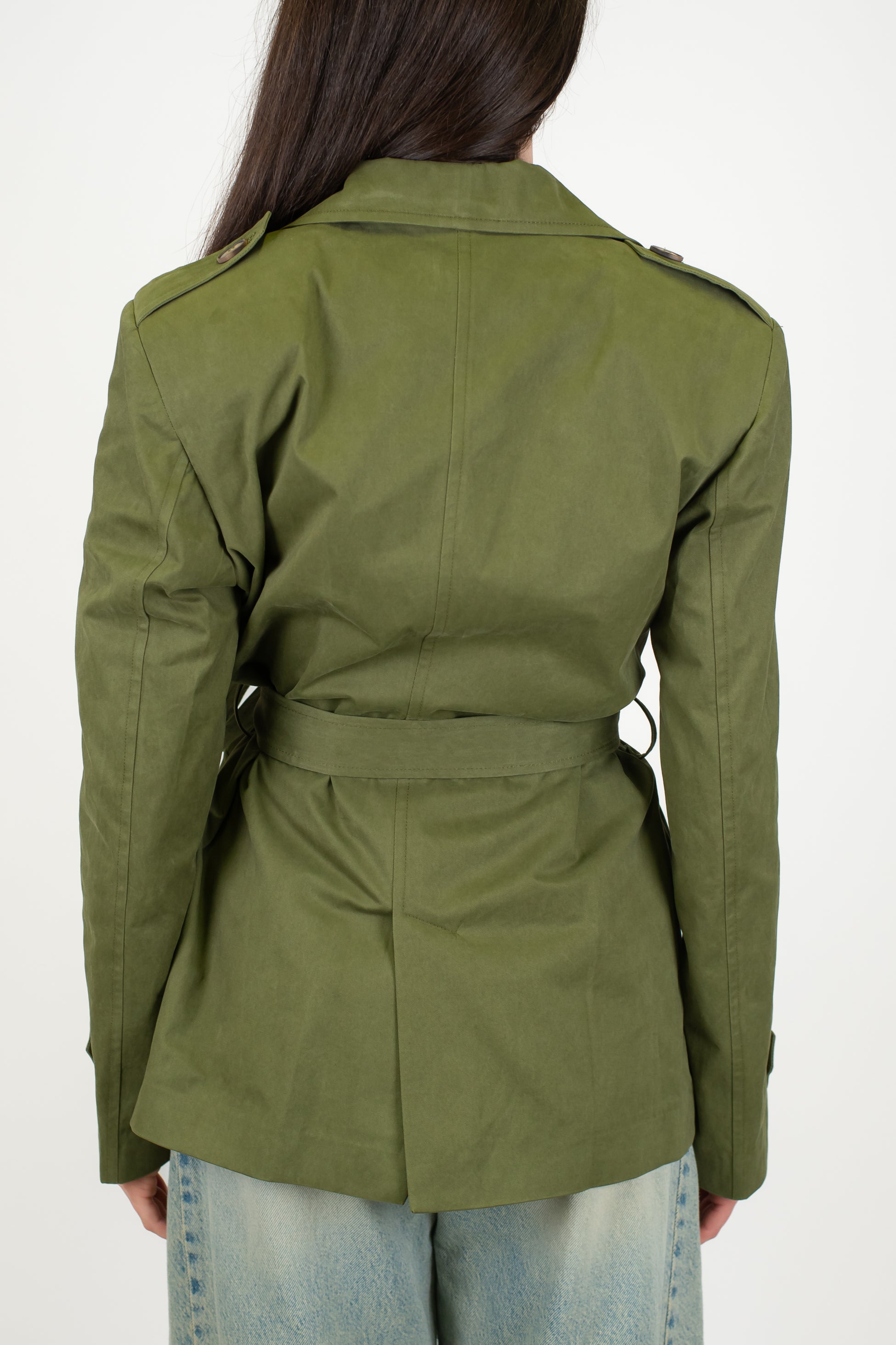 Motel - Giacca trench sahariana con tasconi e cintura in tessuto