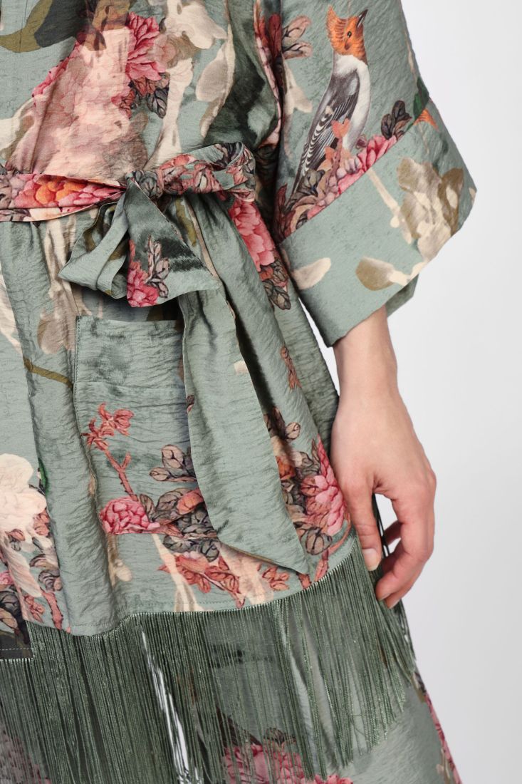 Dixie - Giacca kimono fantasia con frange