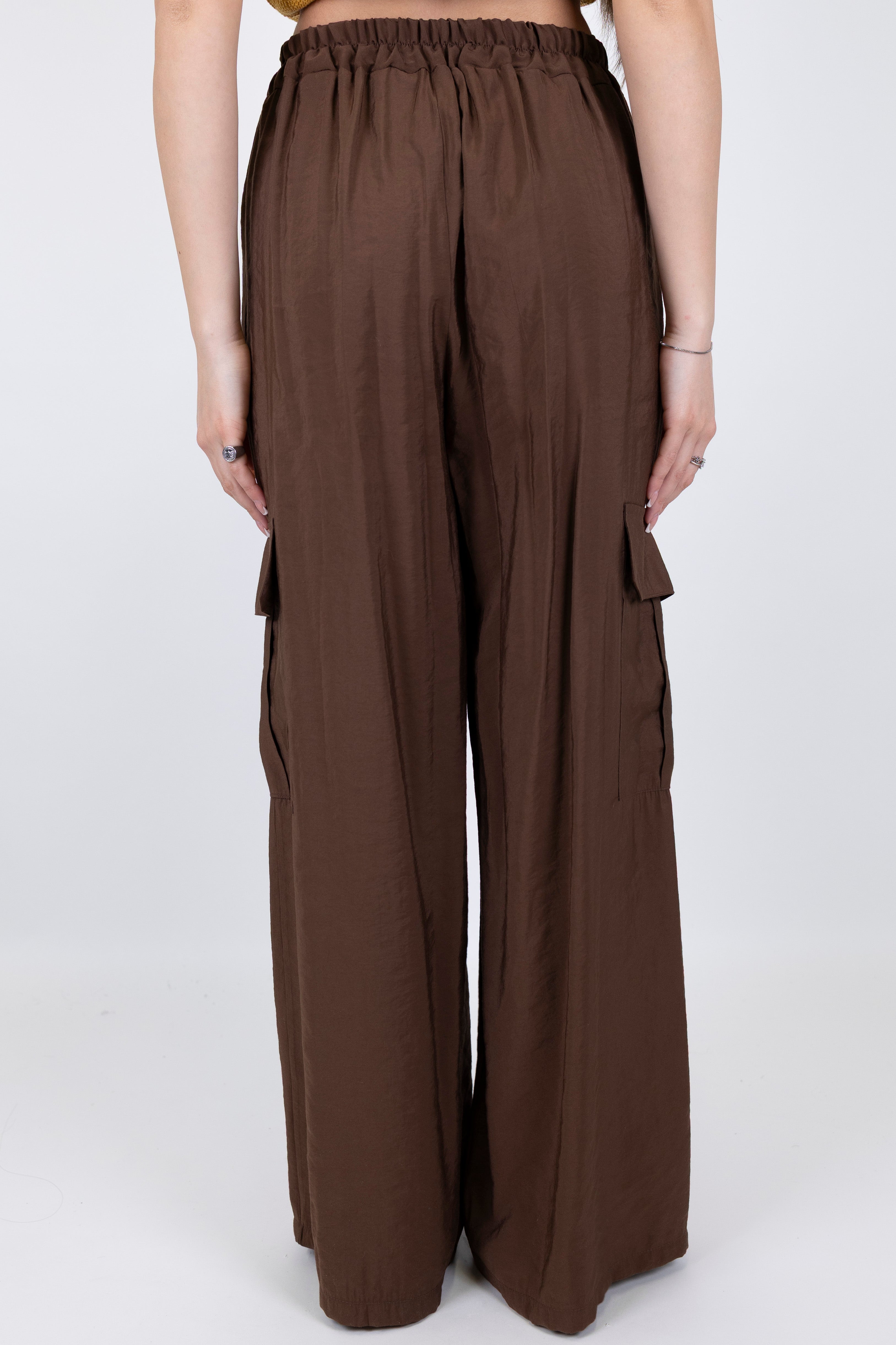 Motel - Coordinato in modal camicia con taschini e pantalone cargo palazzo con elastico in vita