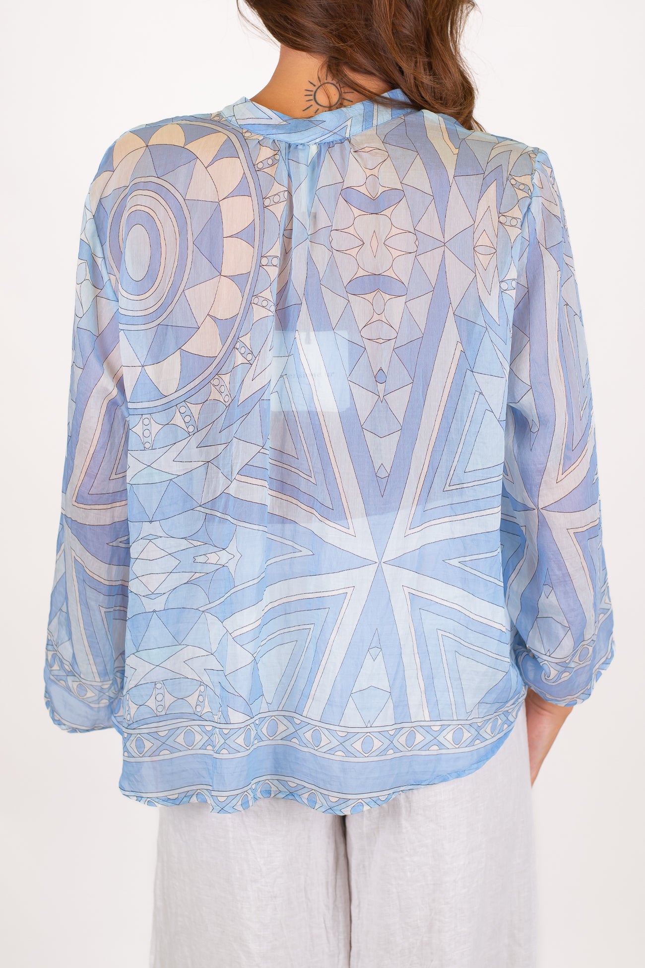 Tensione in - Camicia in lyocell collo alla coreana fantasia