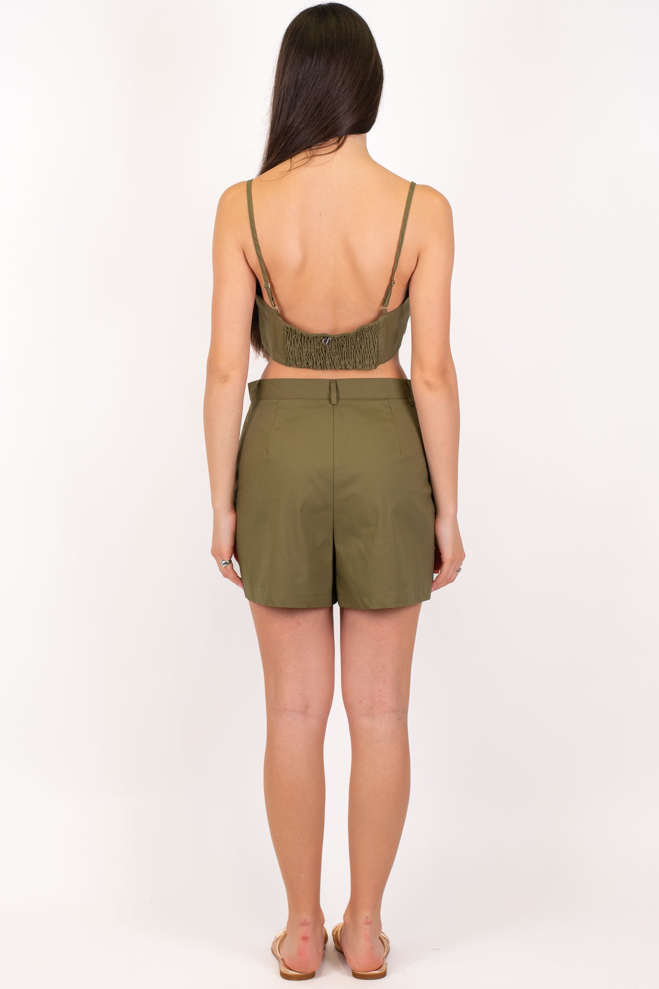 Dixie - Coordinato tre pezzi con giacca giromaniche, top e shorts