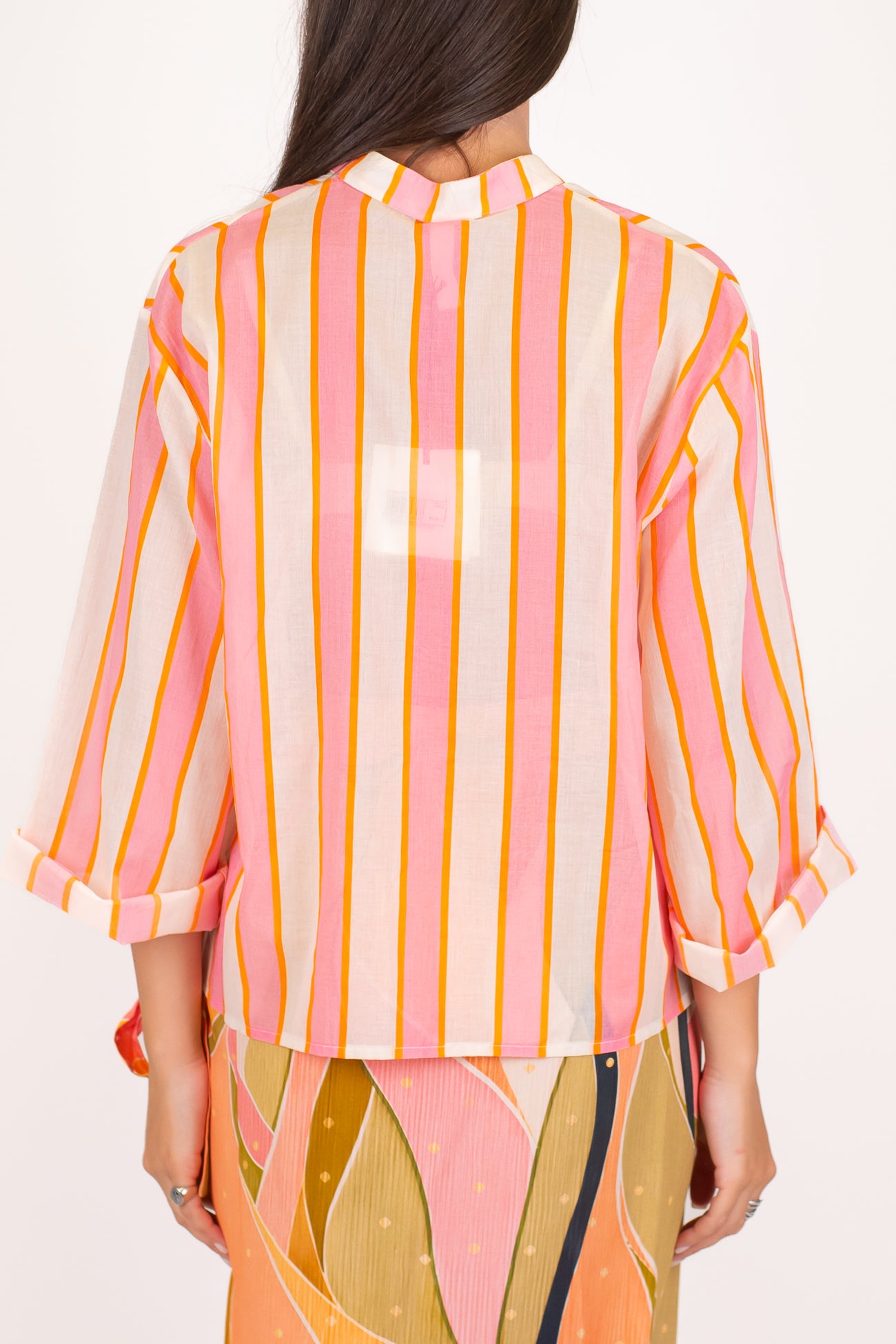Tensione in - Camicia fantasia a righe in mussola di cotone