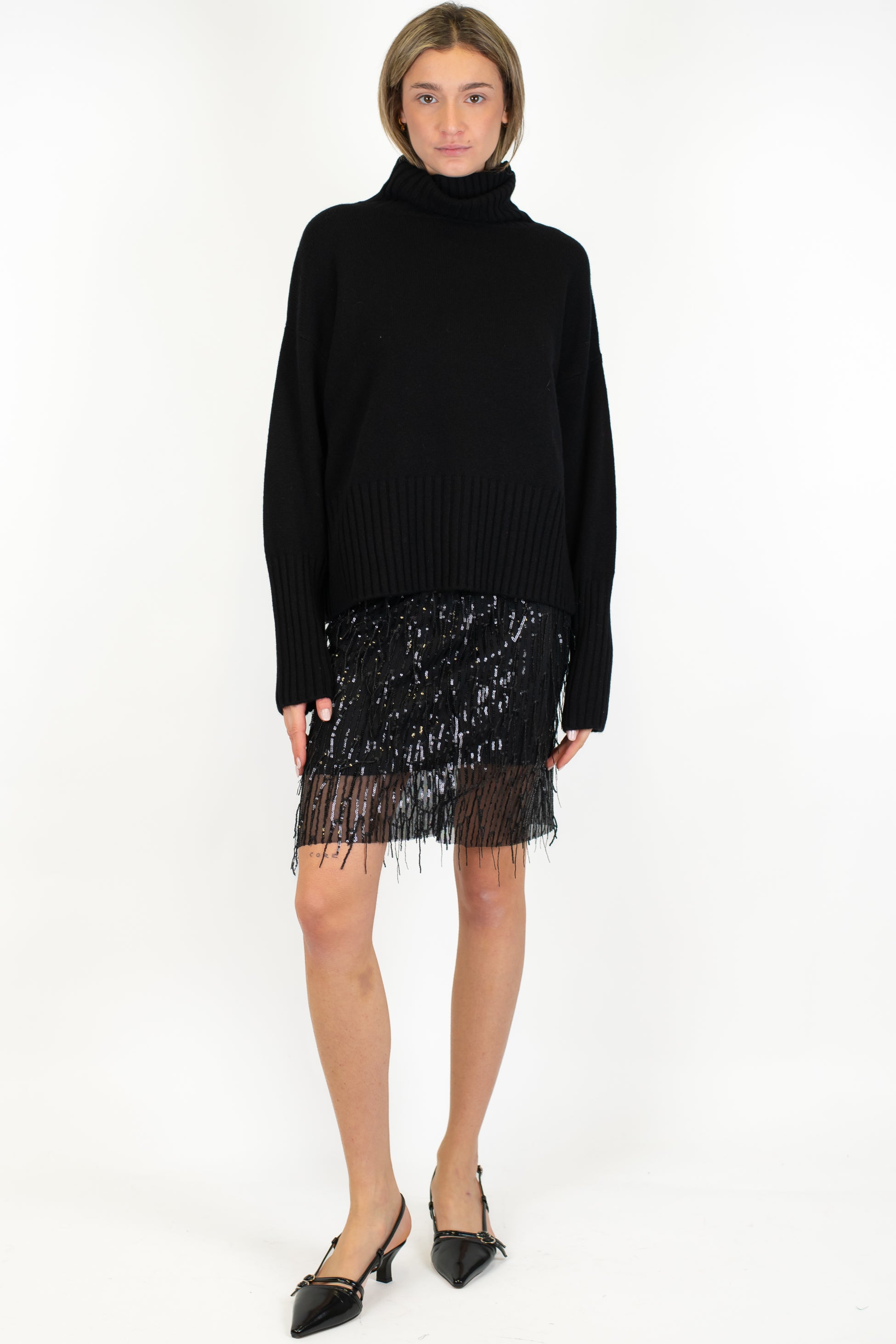 Tensione in - Minigonna con frange paillettes