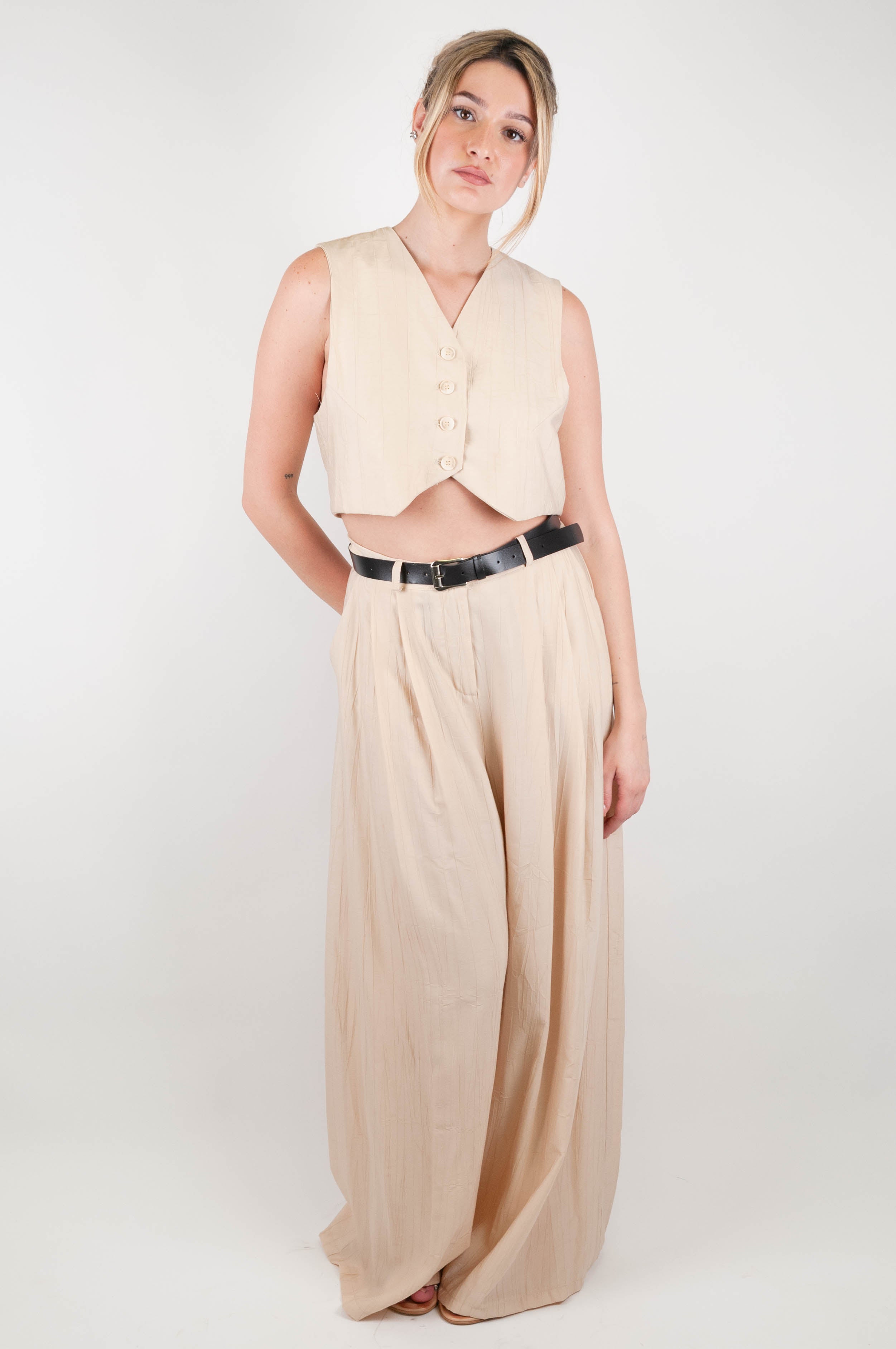 Haveone - Pantalone palazzo con pinces