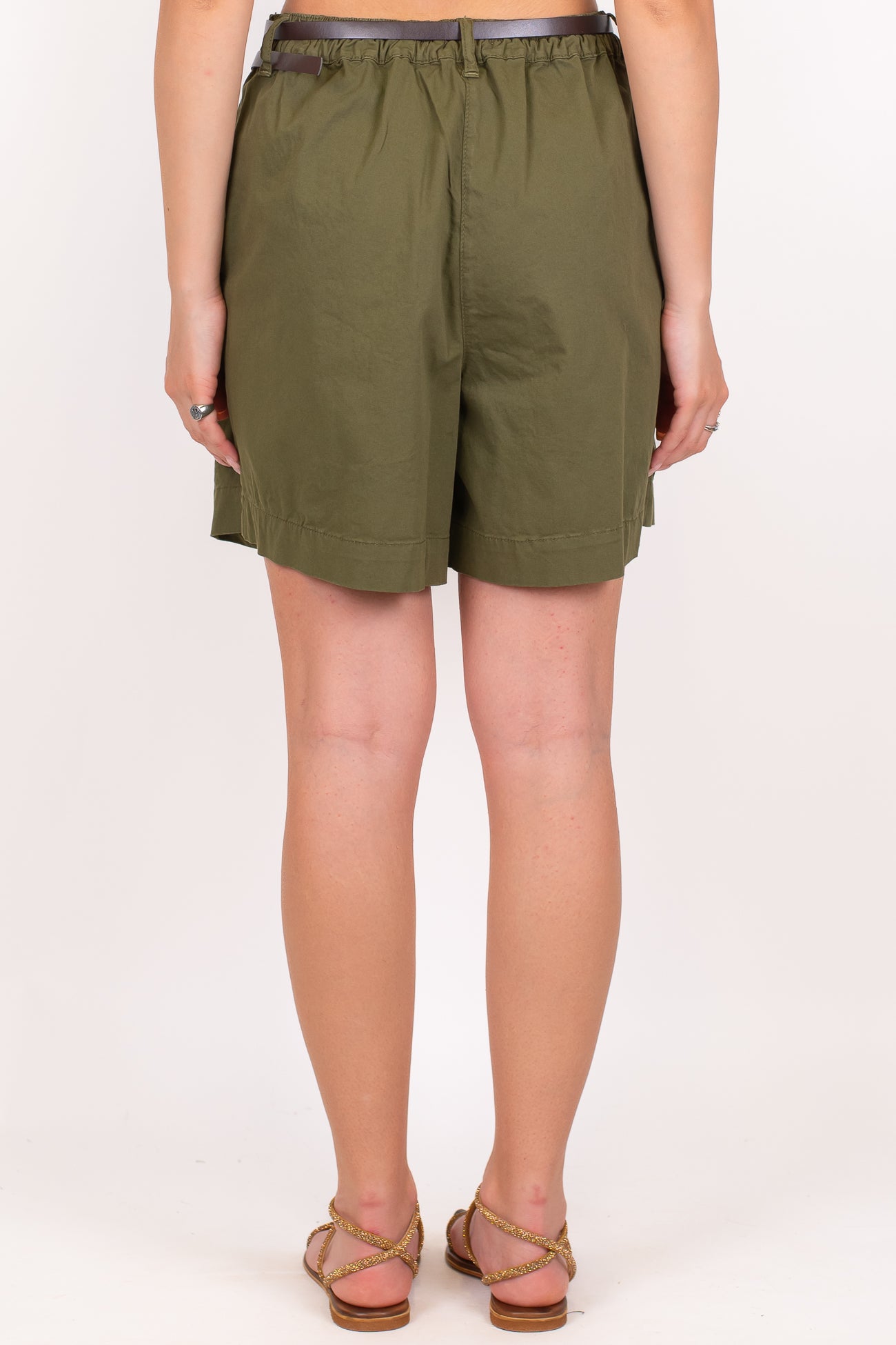 Dixie - Bermuda in cotone con pinces ed elastico sul retro
