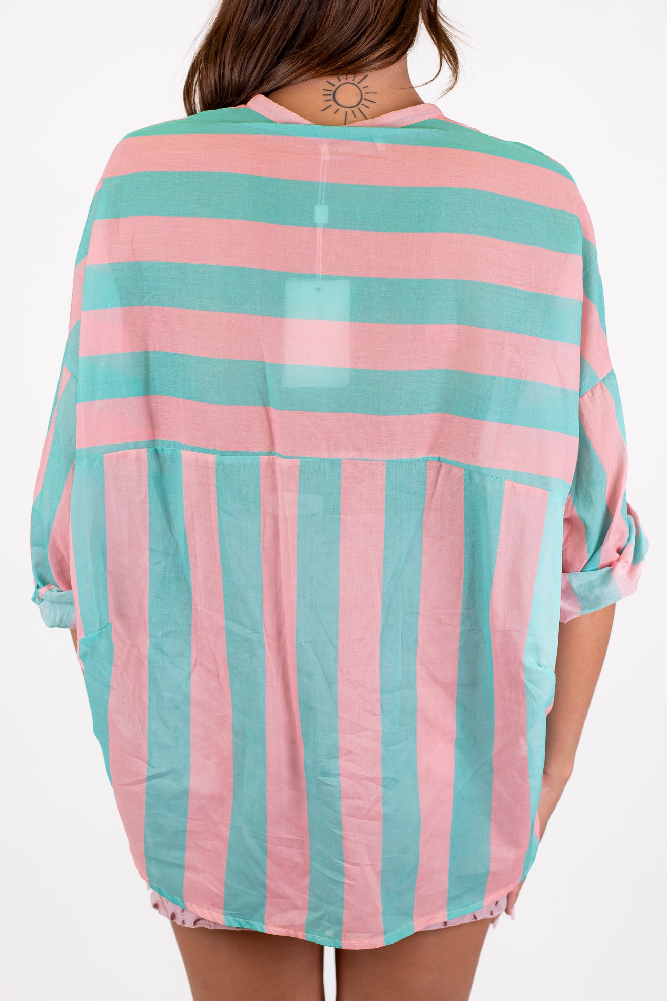 Motel - Camicia in mussola di cotone fantasia righe
