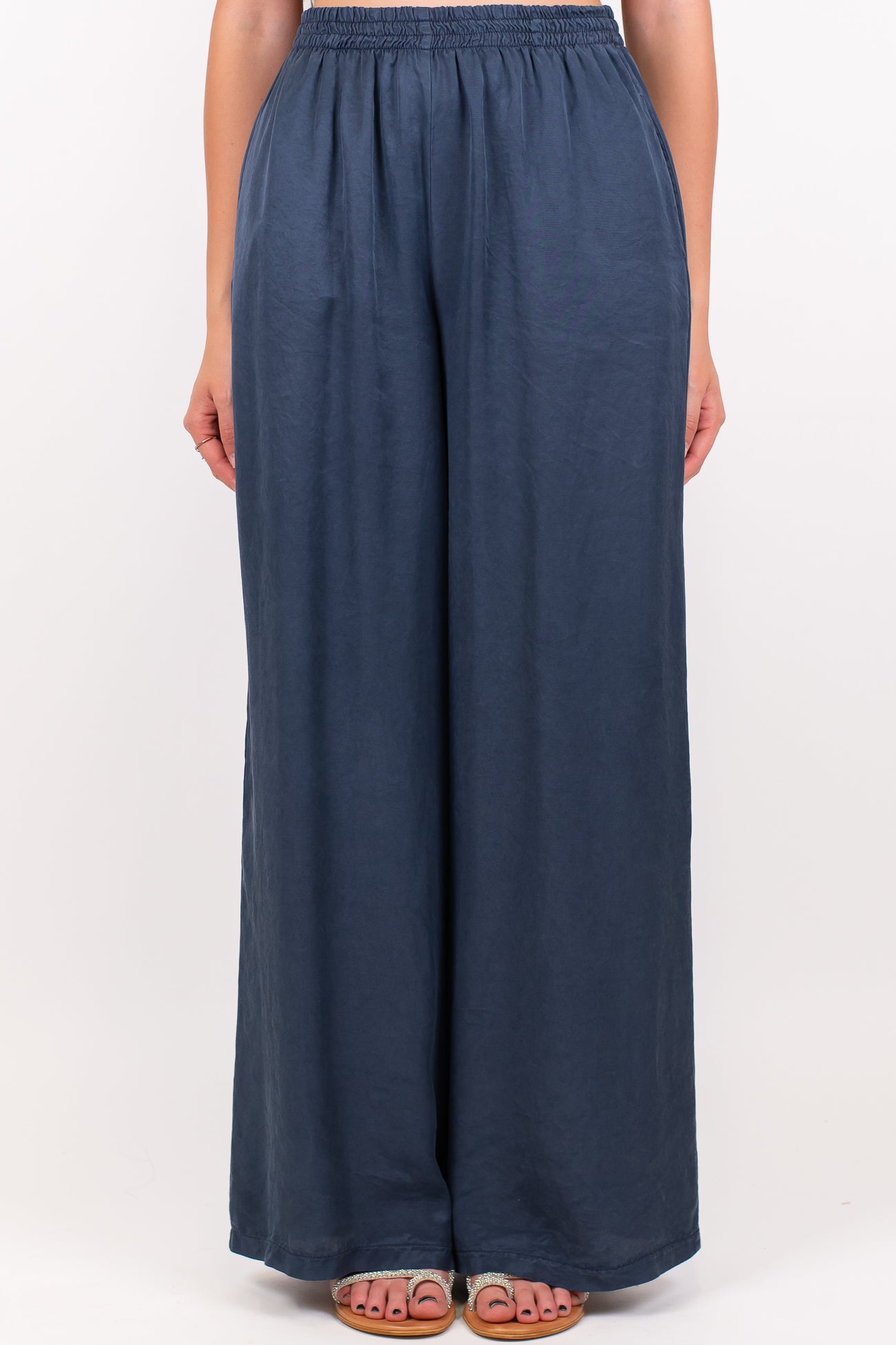 Tensione in - Pantalone palazzo in lyocell mano cupro con elastico in vita