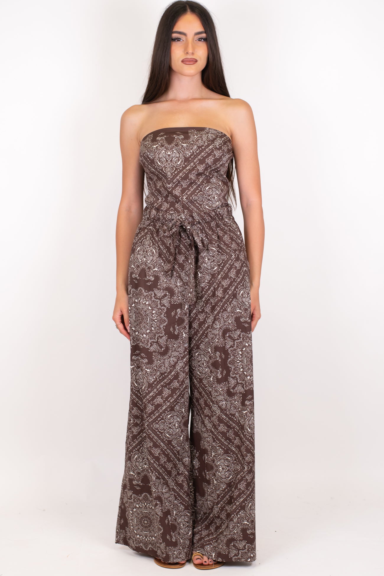 Tensione in - Coordinato fantasia bandana con fascia e pantalone palazzo con elastico sul retro