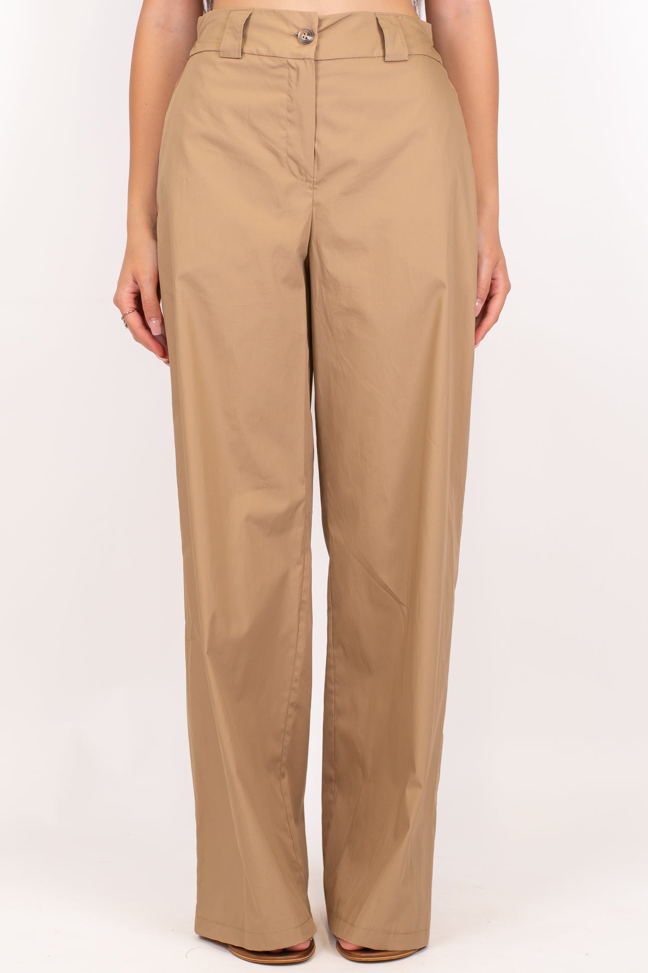 Tensione in - Pantalone palazzo in cotone leggero tela paracadute con elastico sul retro