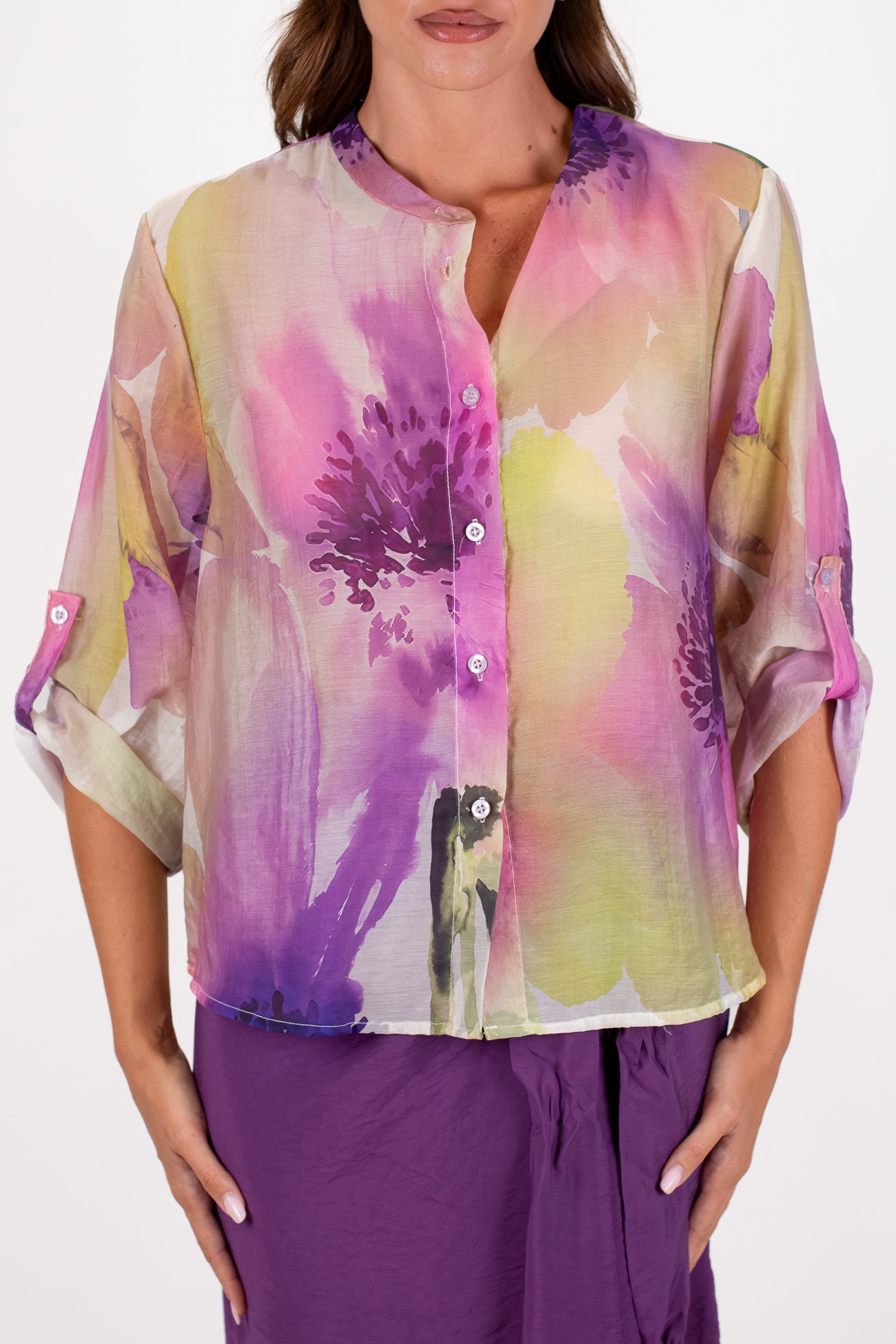 Haveone - Camicia in lyocell fantasia fiori