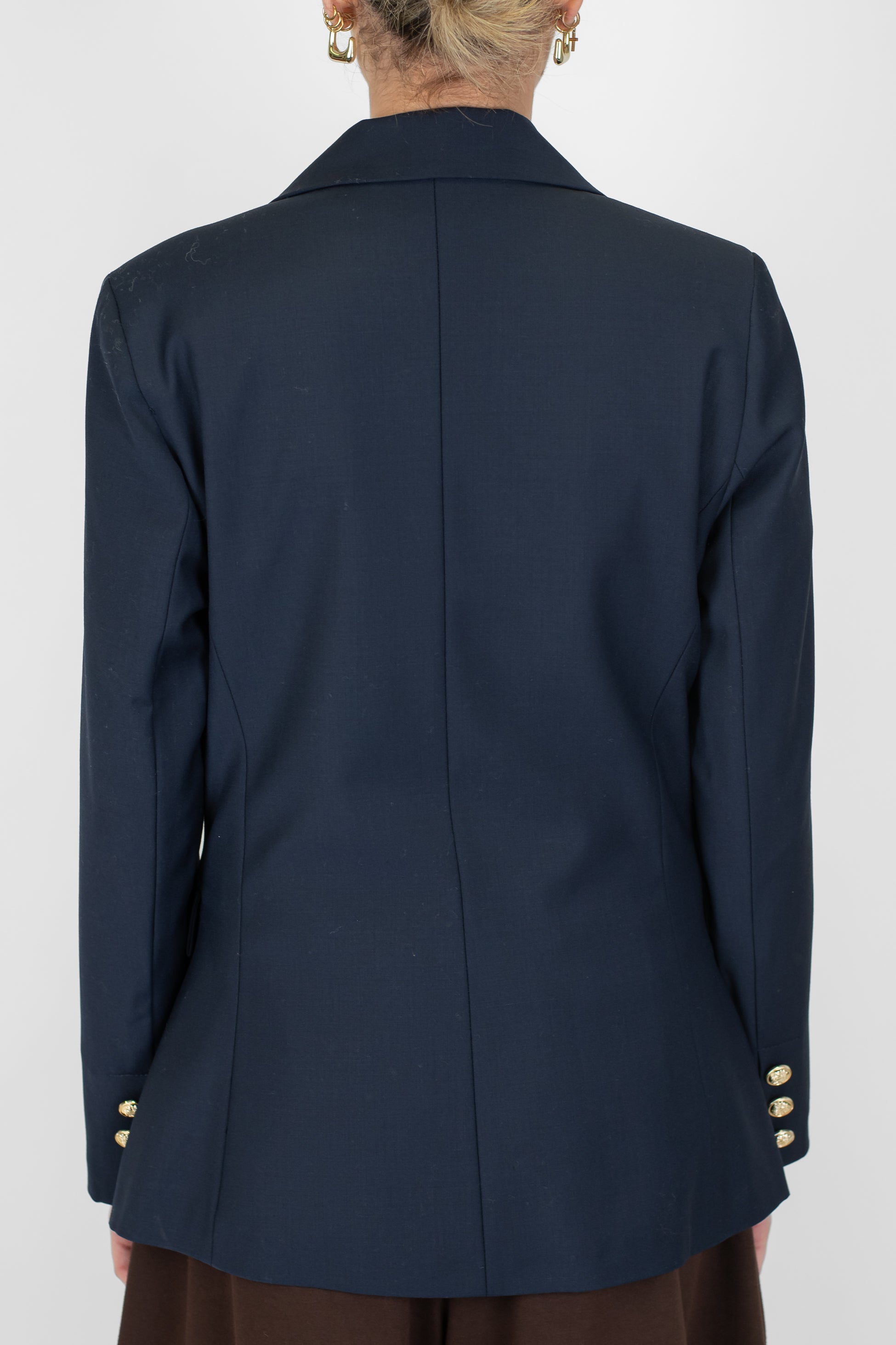 Motel - Giacca doppiopetto in misto lana con spalline e bottoni oro