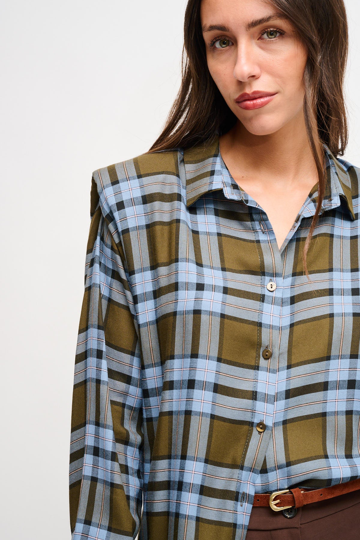 Maryley - Camicia fantasia check con spalline