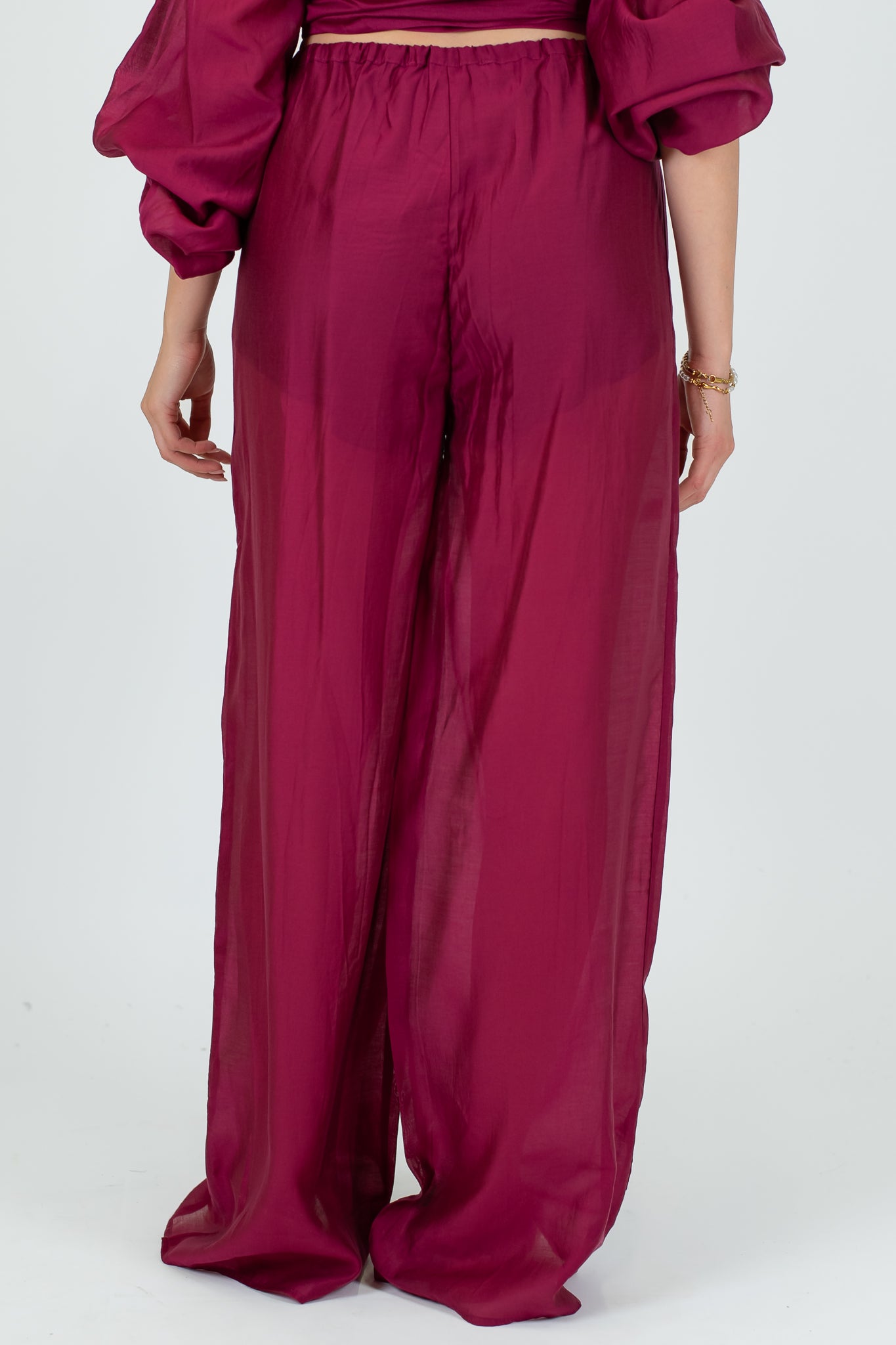 Haveone - Pantalone palazzo con elastico in vita in lyocell