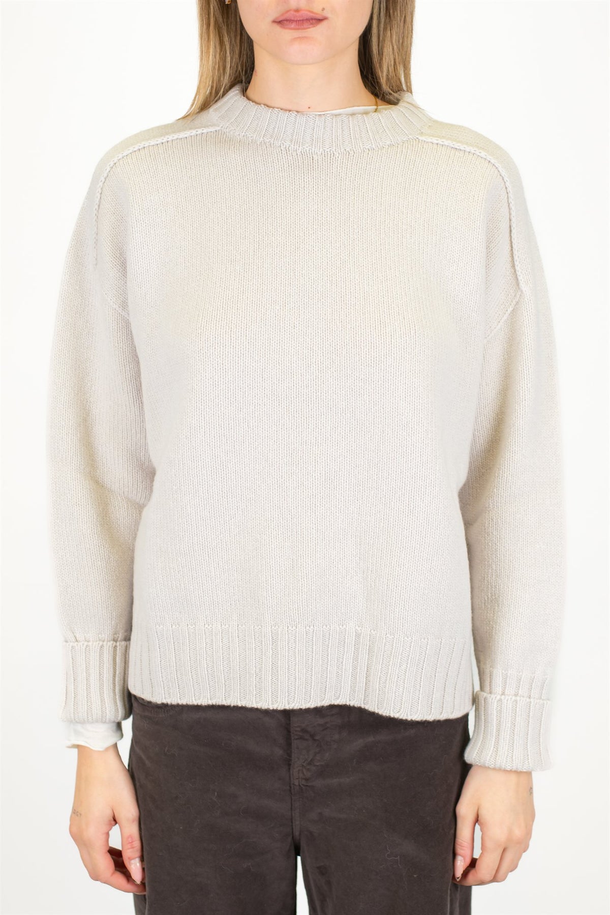 Tensione in - Maglia over in misto lana e cashmere con cuciture a vista