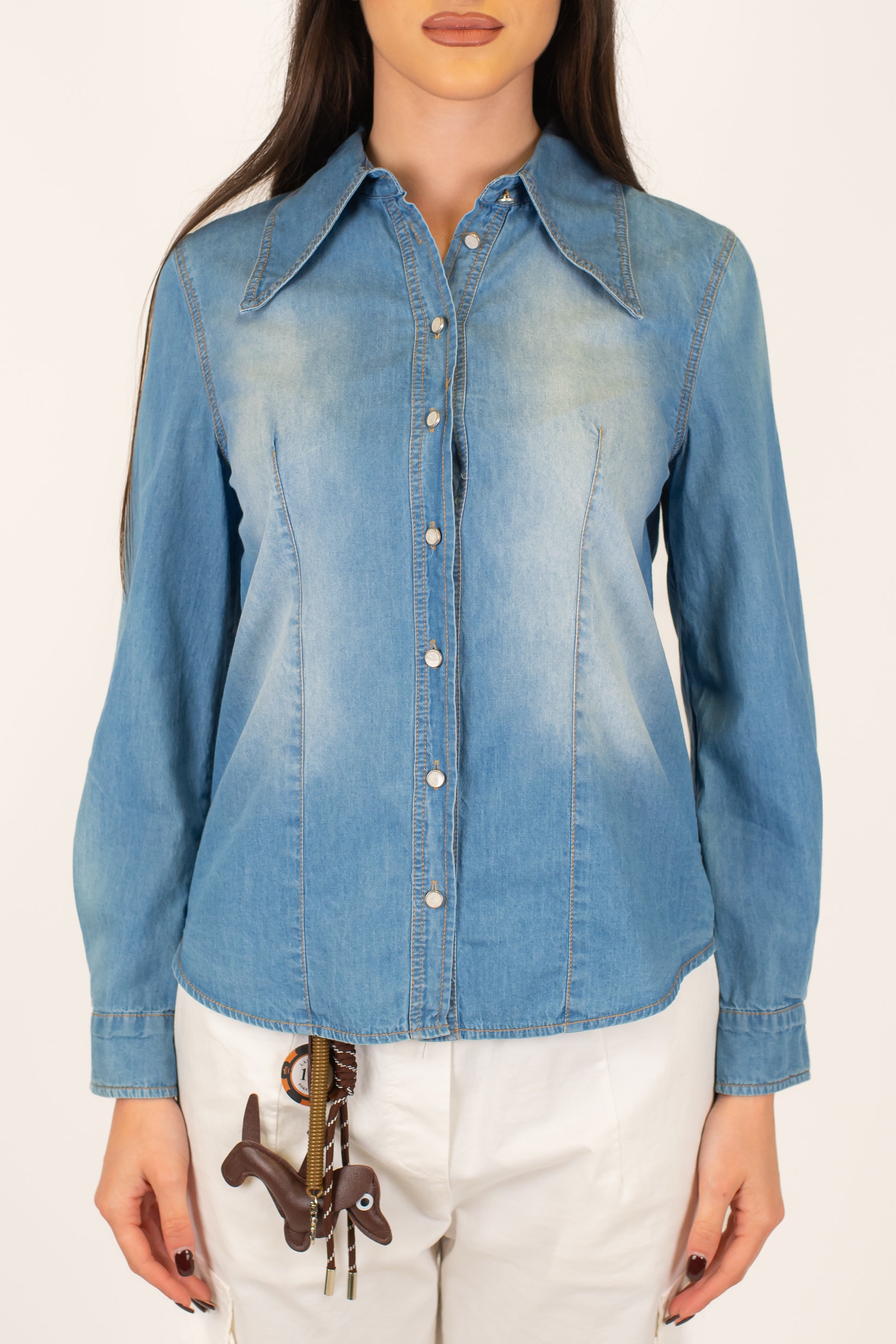 Motel - Camicia in chambray con chiusura ciappe