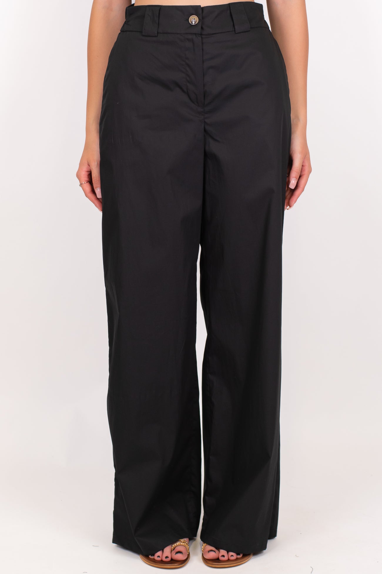 Tensione in - Pantalone palazzo in cotone leggero tela paracadute con elastico sul retro
