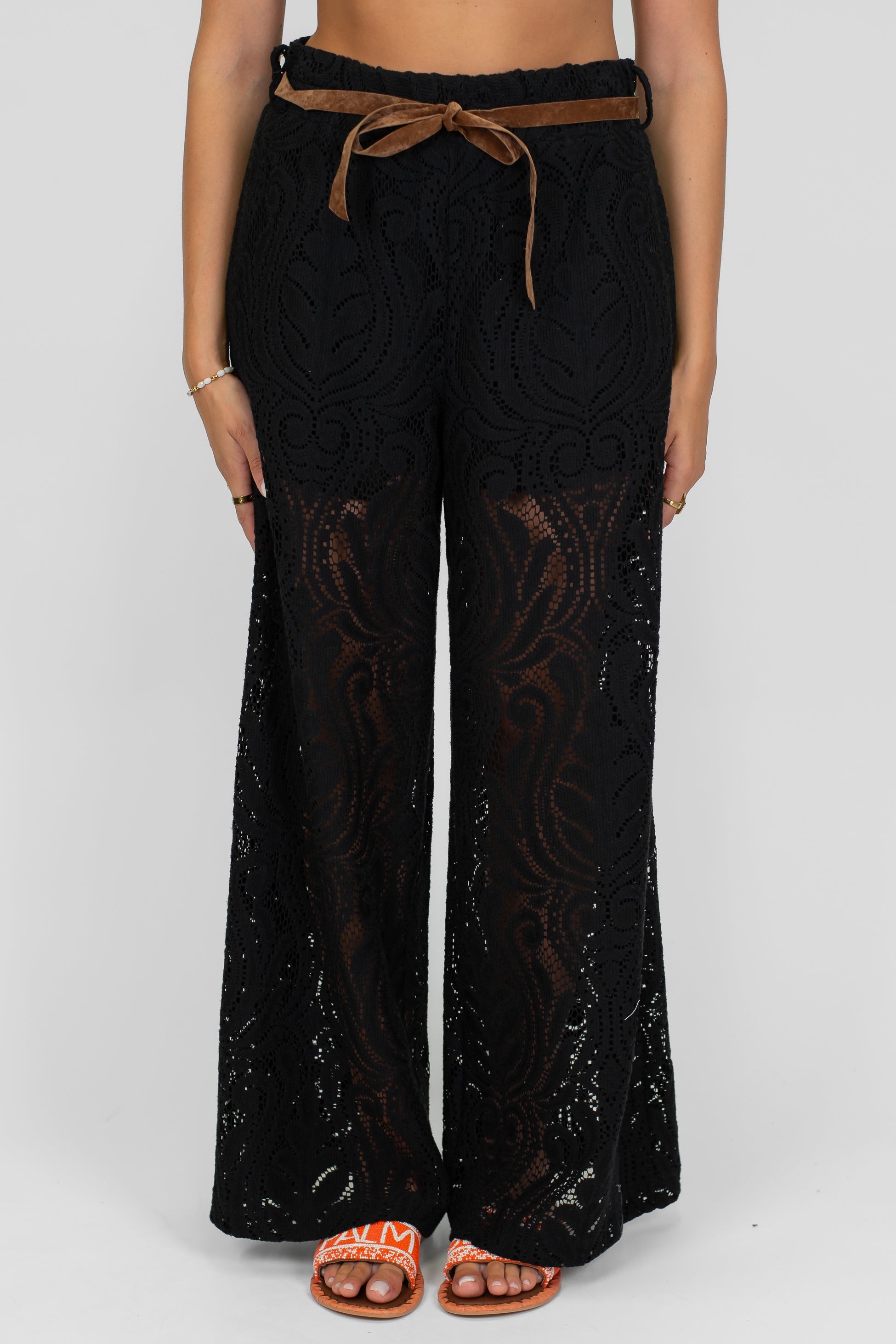 Tensione in - Pantalone palazzo in pizzo