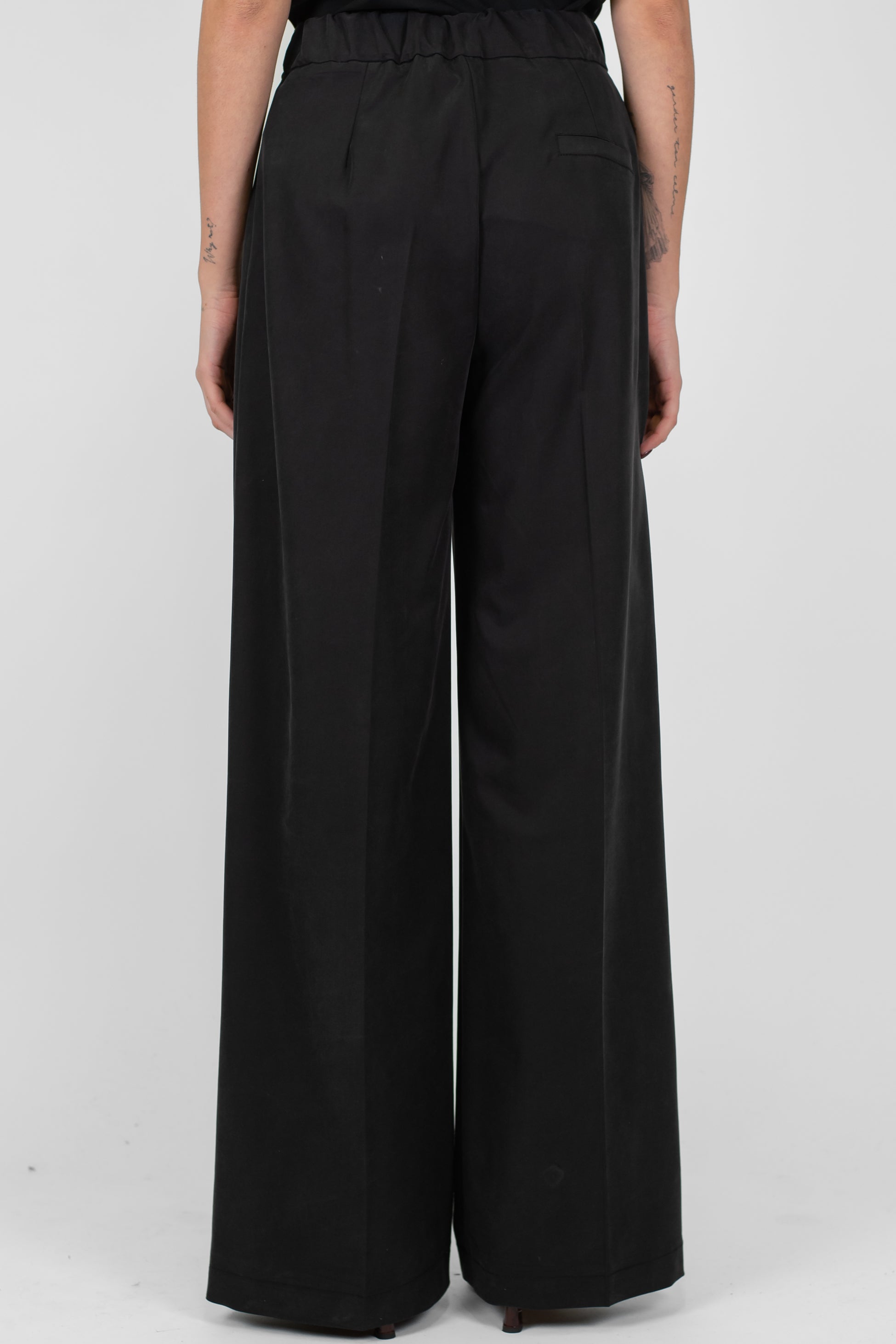 Maryley - Pantalone palazzo in tencel con elastico sul retro