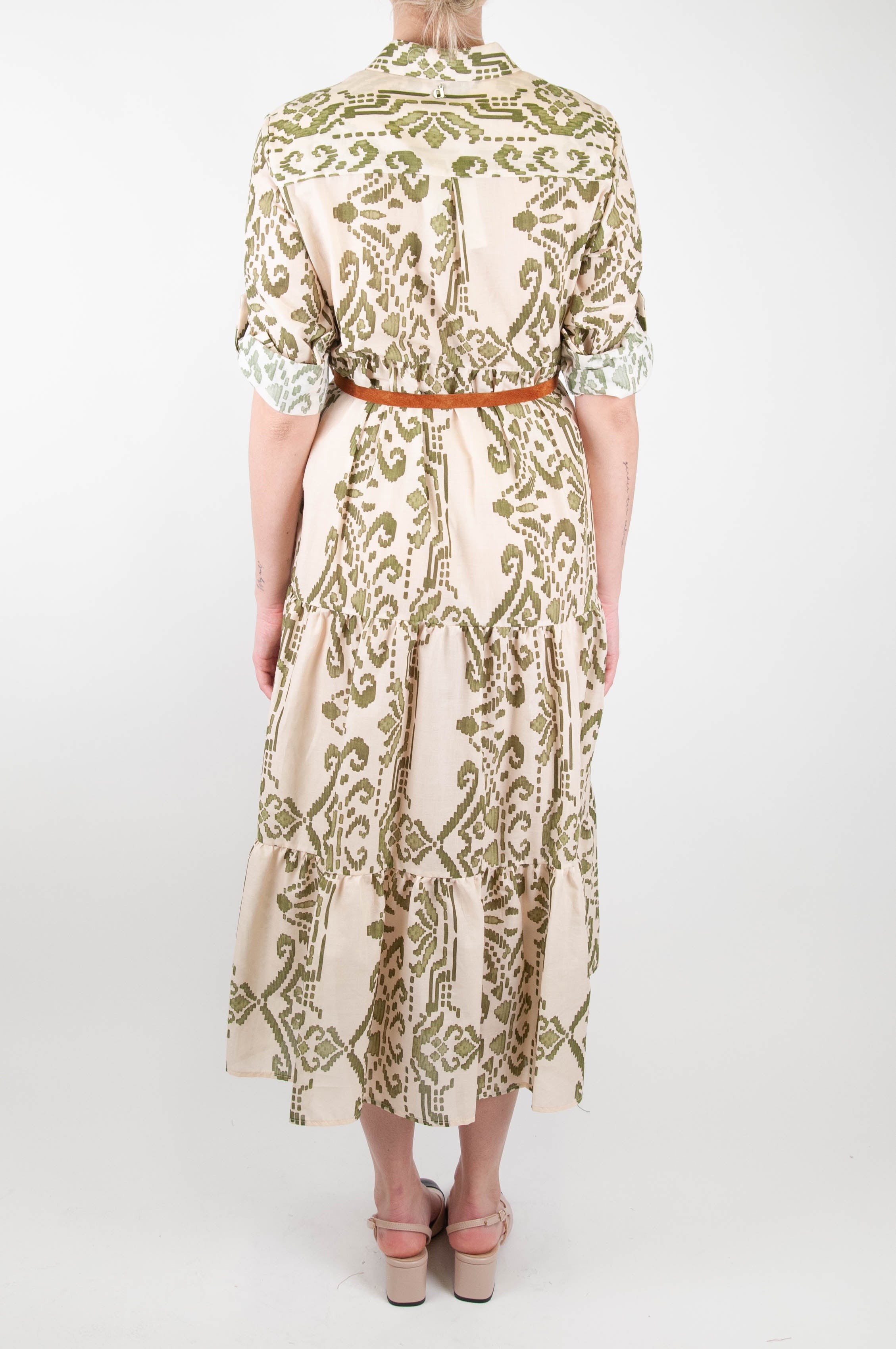 Dixie - Abstract patterned shirtdress with flounces