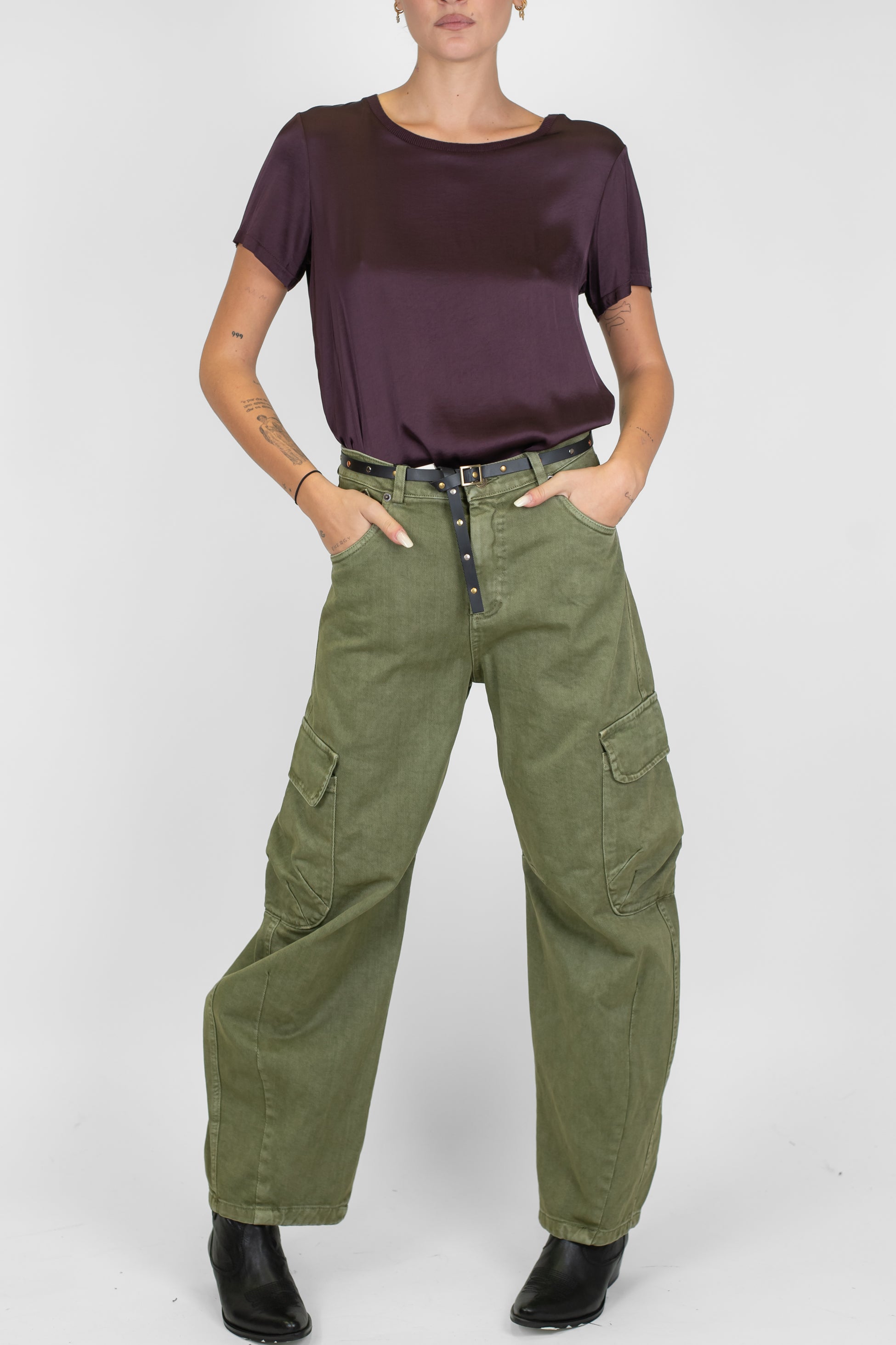 Tensione in - Pantalone cargo in denim colorato