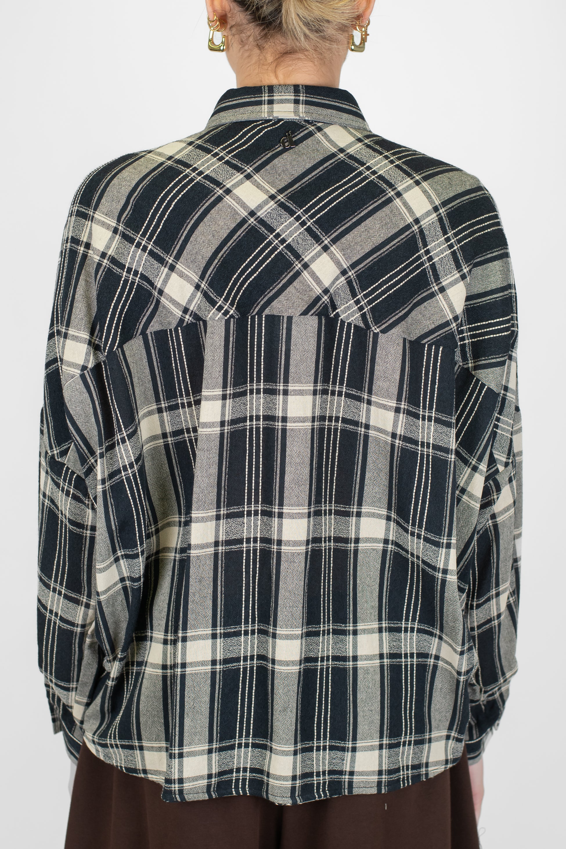 Dixie - Camicia fantasia quadri con taschino e nodo frontale