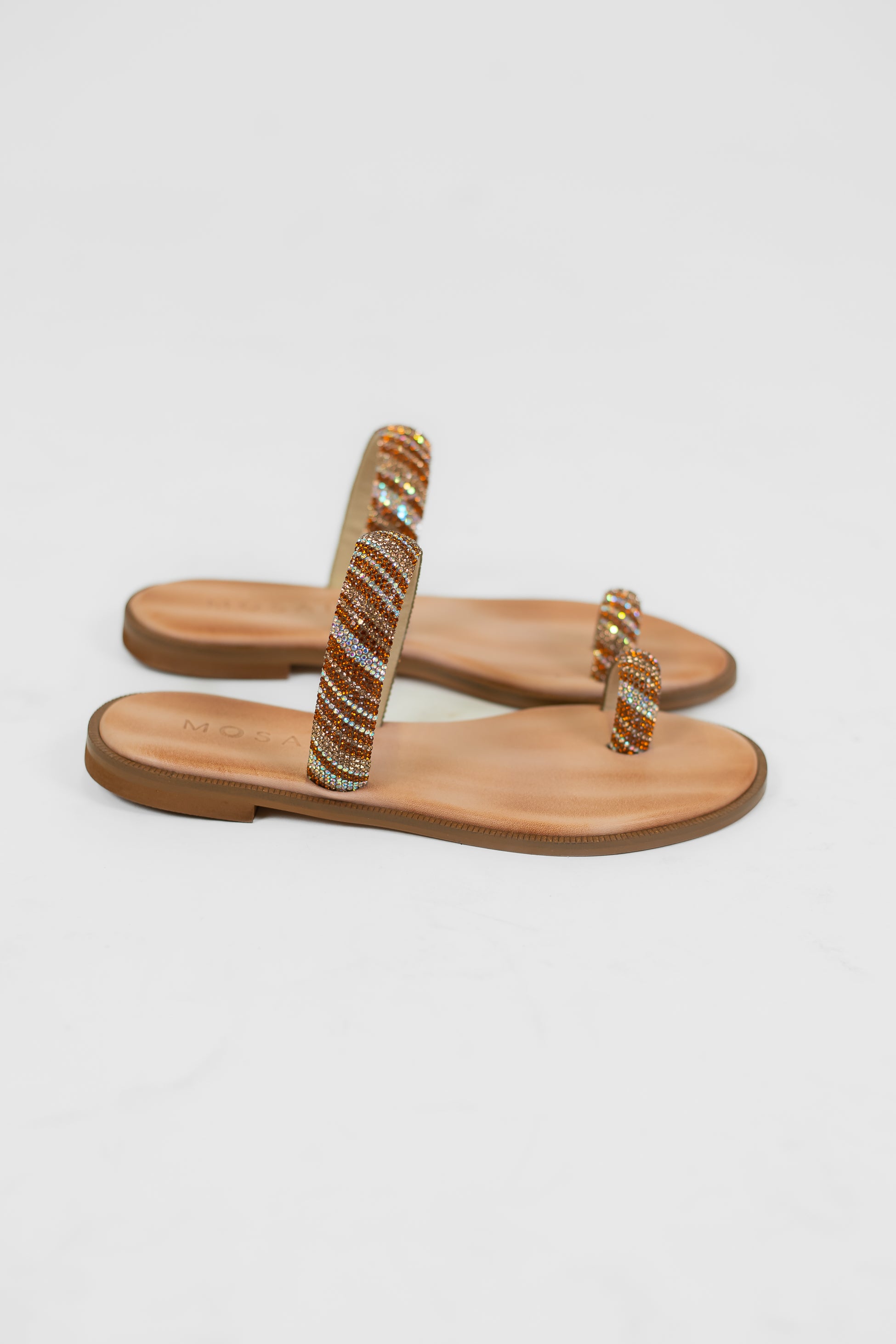 Mosaic - Sandalo infradito con doppia fascia con strass