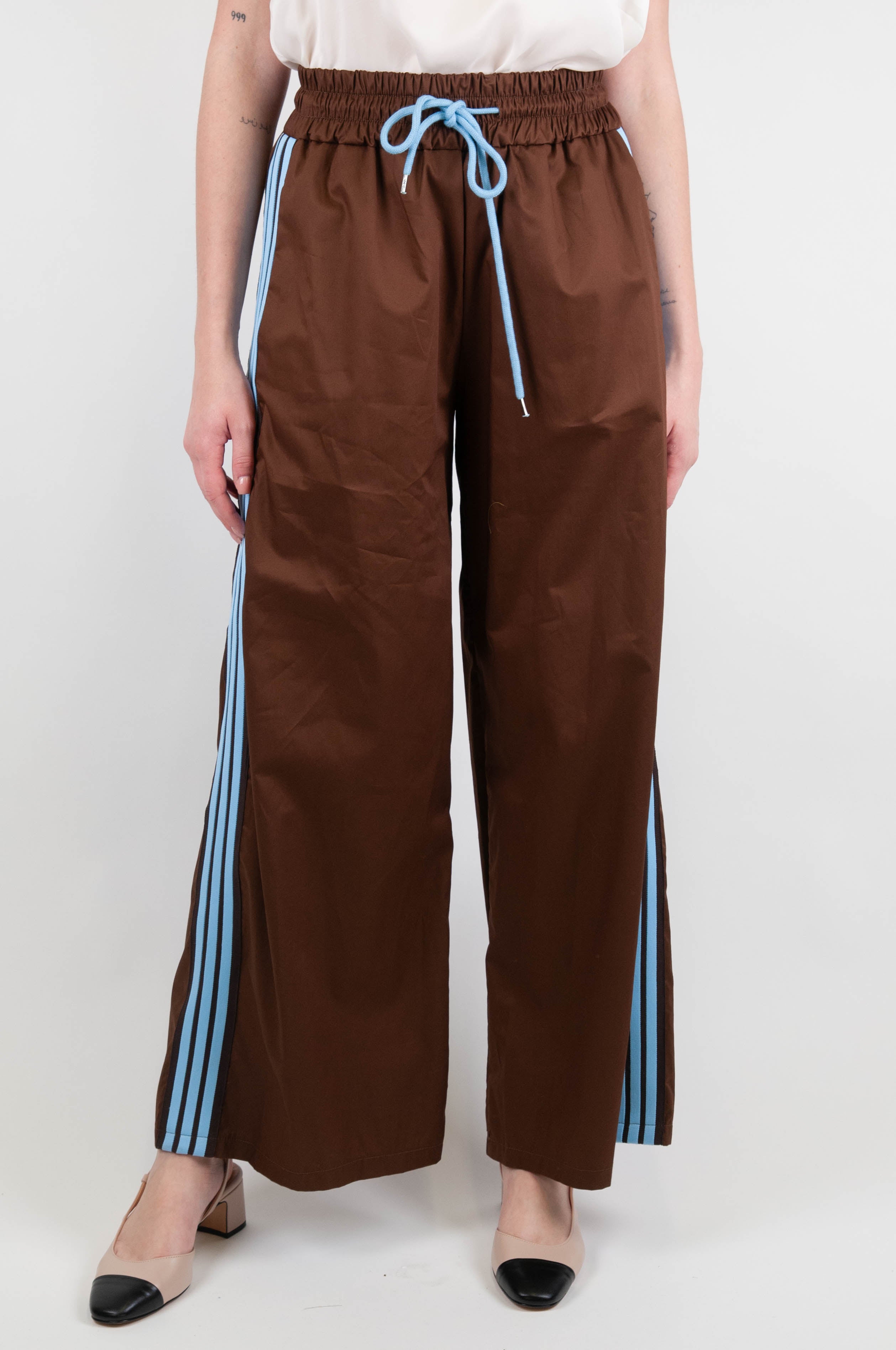 Tension in - Palazzo trousers with side bands and drawstring