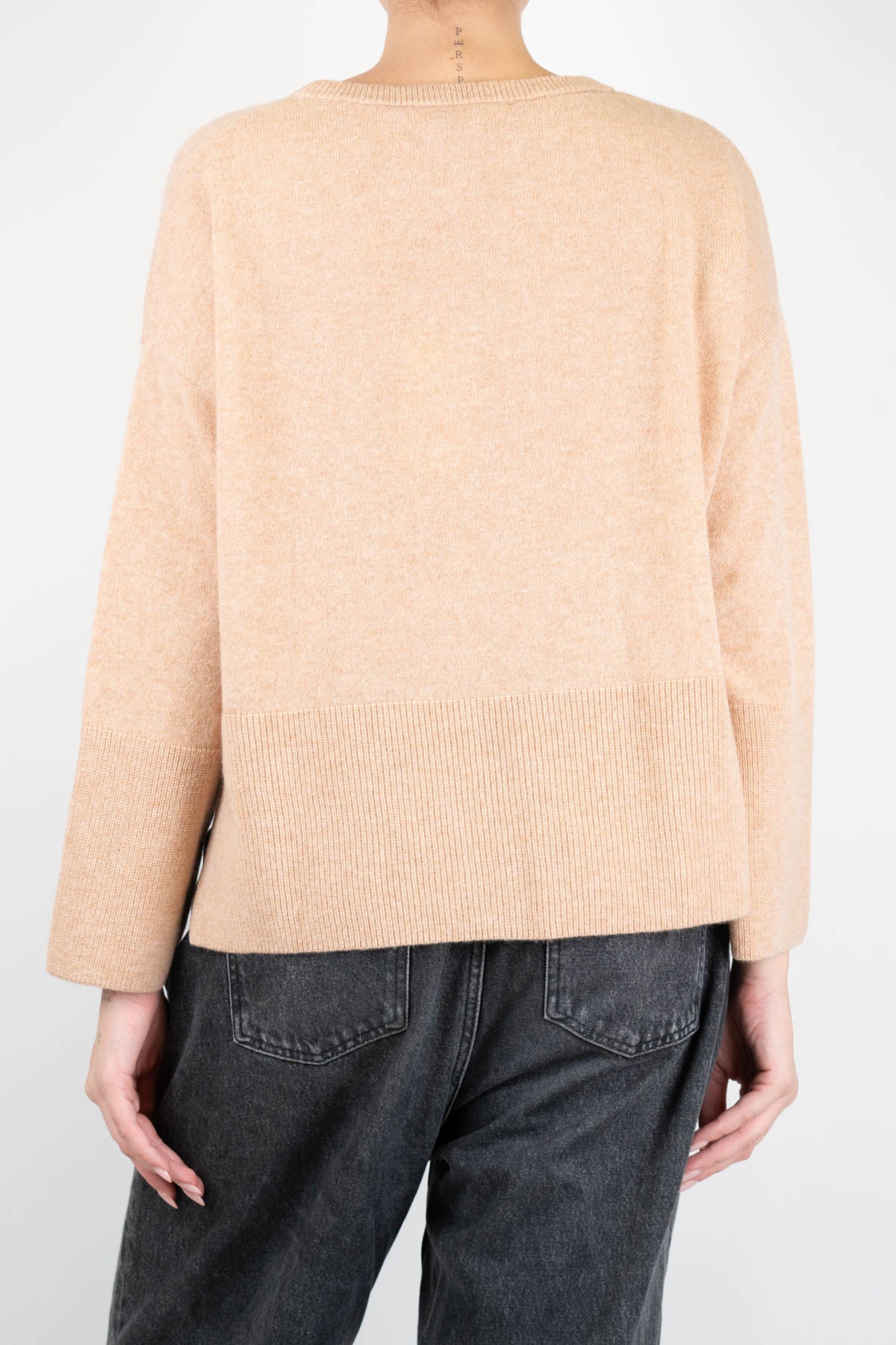 Tensione in - Maglia girocollo crop in 100% puro cashmere