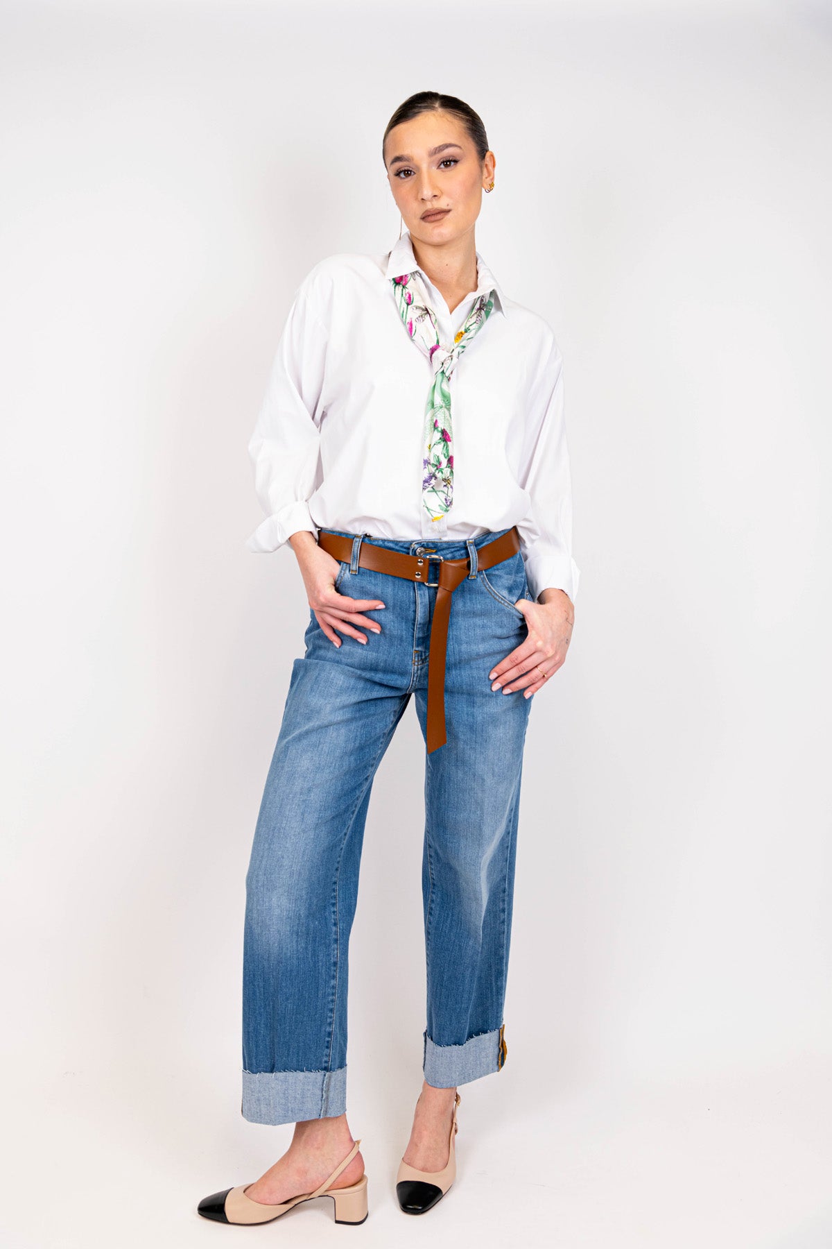 Haveone - Jeans Mandy regular con risvolto