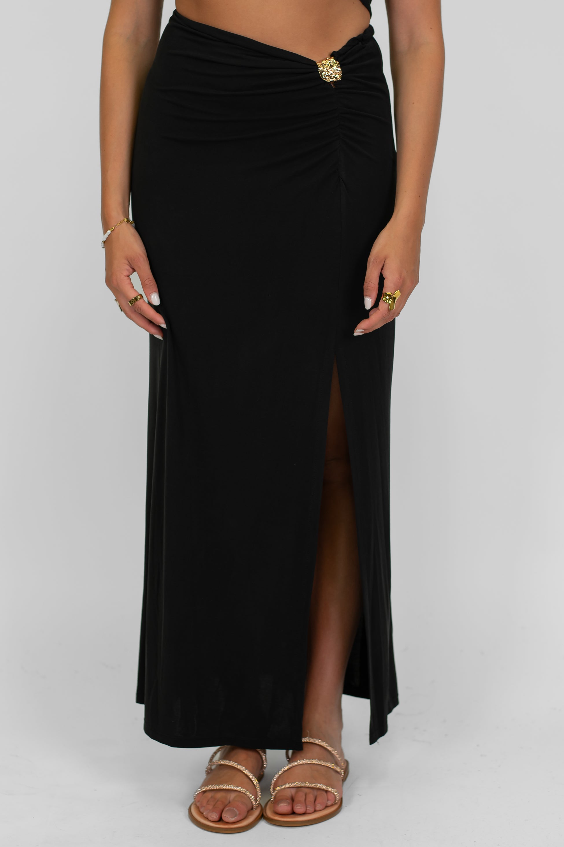 Haveone - Gonna con spacco laterale e spilla gioiello