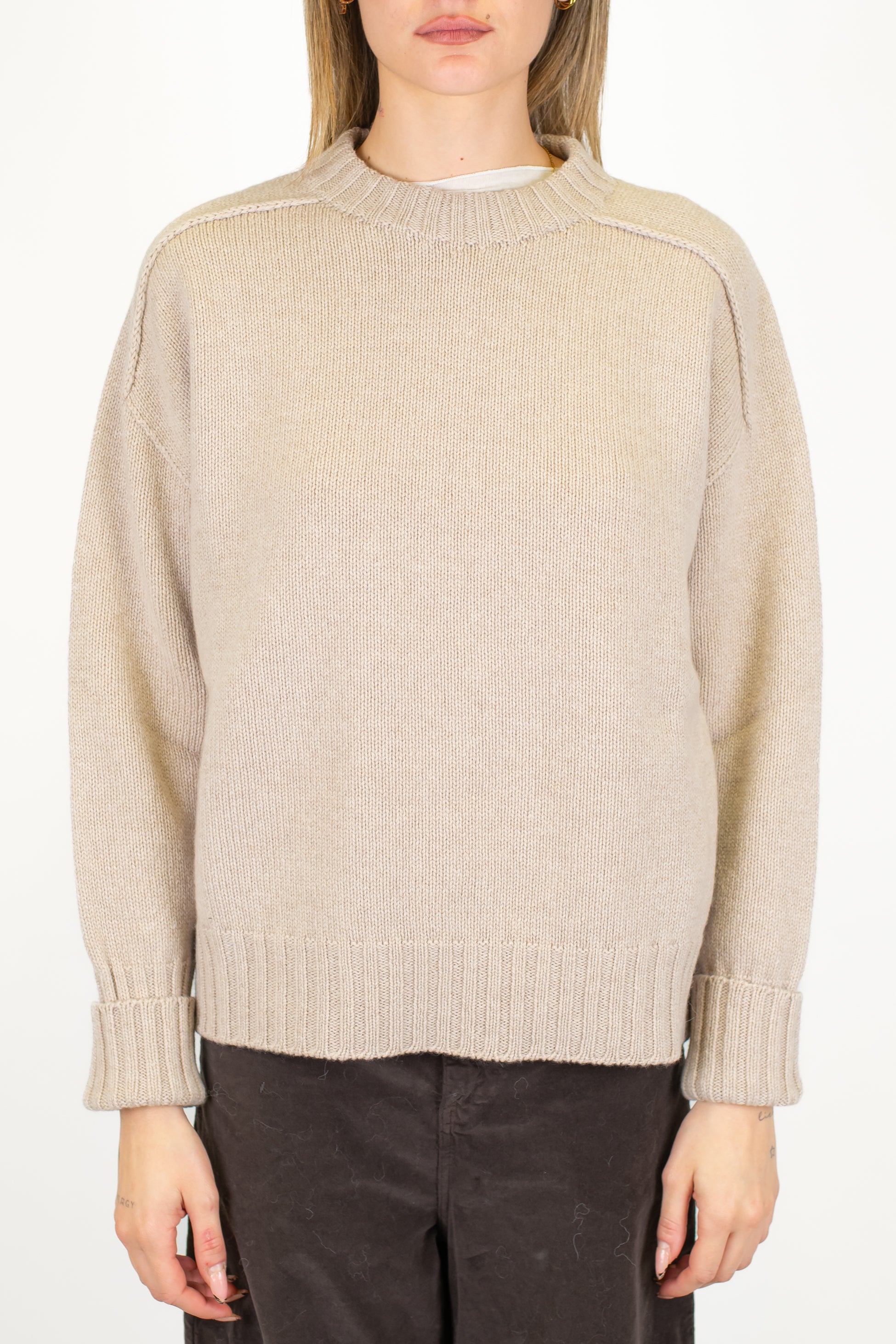 Tensione in - Maglia over in misto lana e cashmere con cuciture a vista