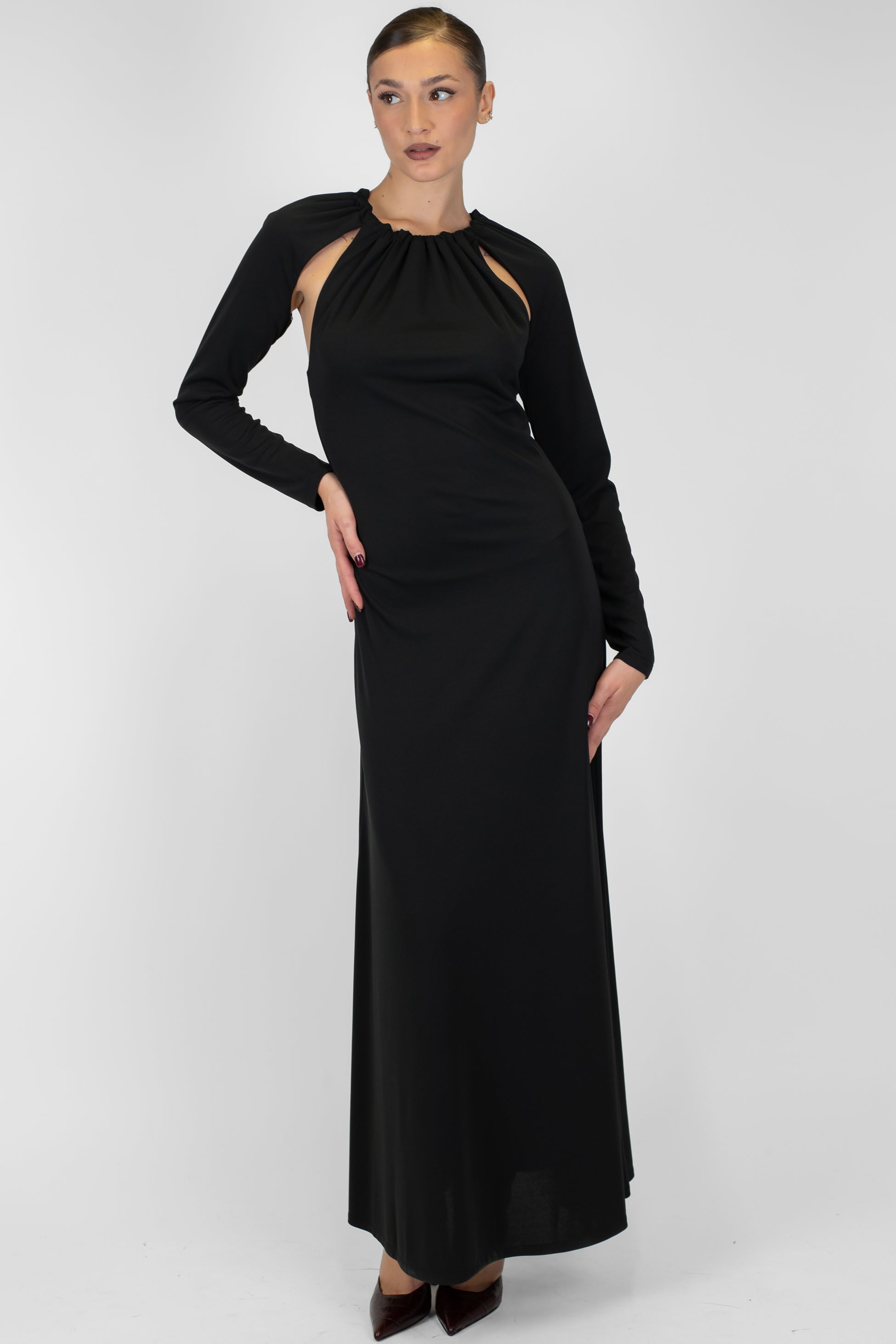 Imperial - Abito lungo scollo all'americana con maniche