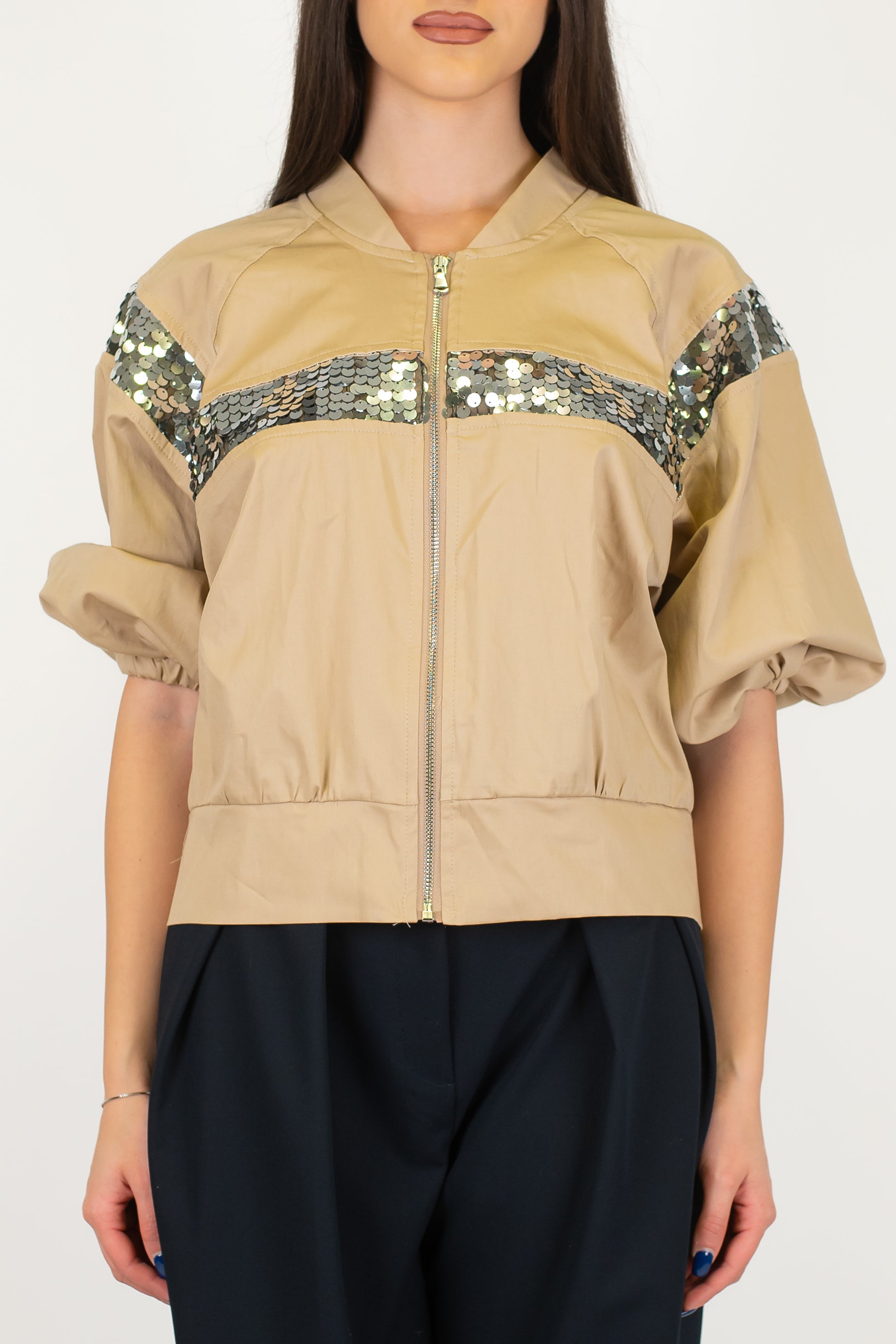 Motel - Bomber con manica tra questi con elastico e dettagli paillettes