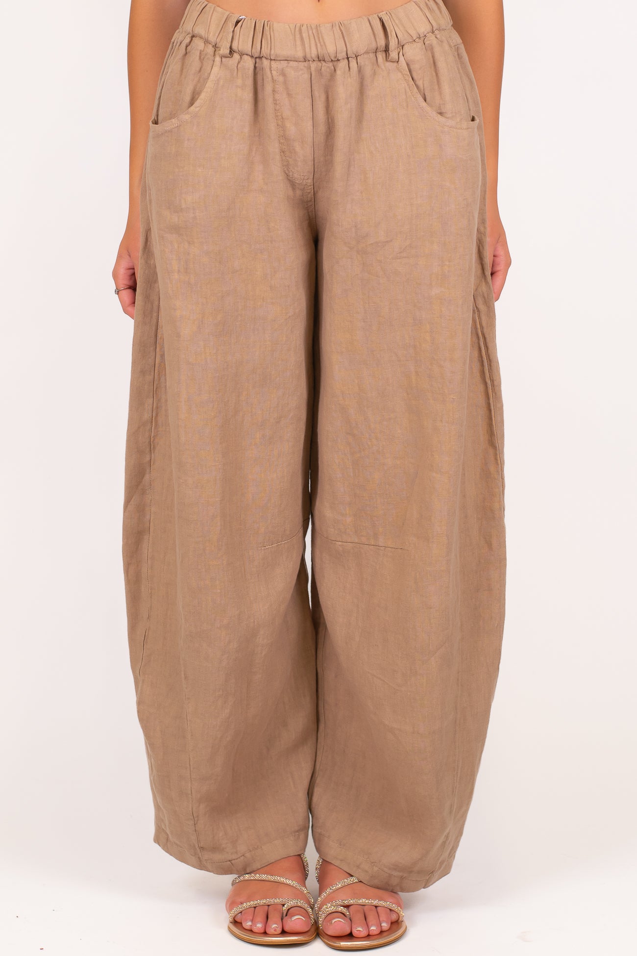 Motel - Pantalone balloon in puro lino con elastico in vita