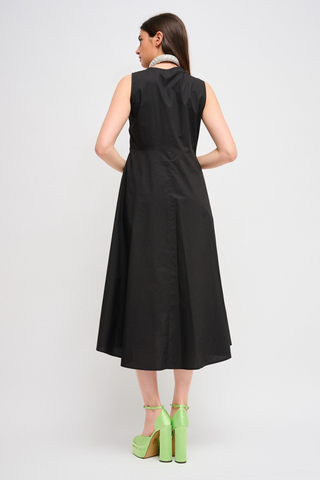 Maryley - Abito lungo giromaniche a portafoglio con chiusura zip laterale