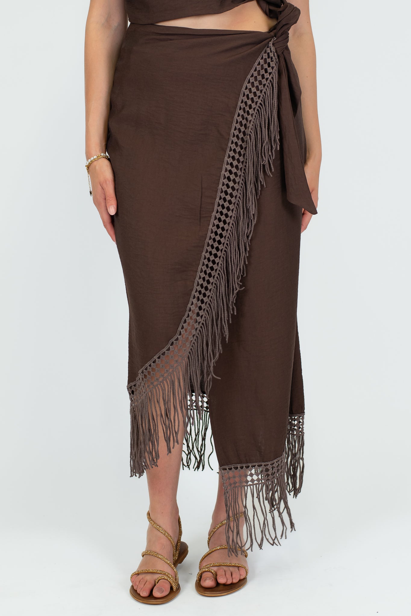 Haveone - Gonna lunga a portafoglio con frange