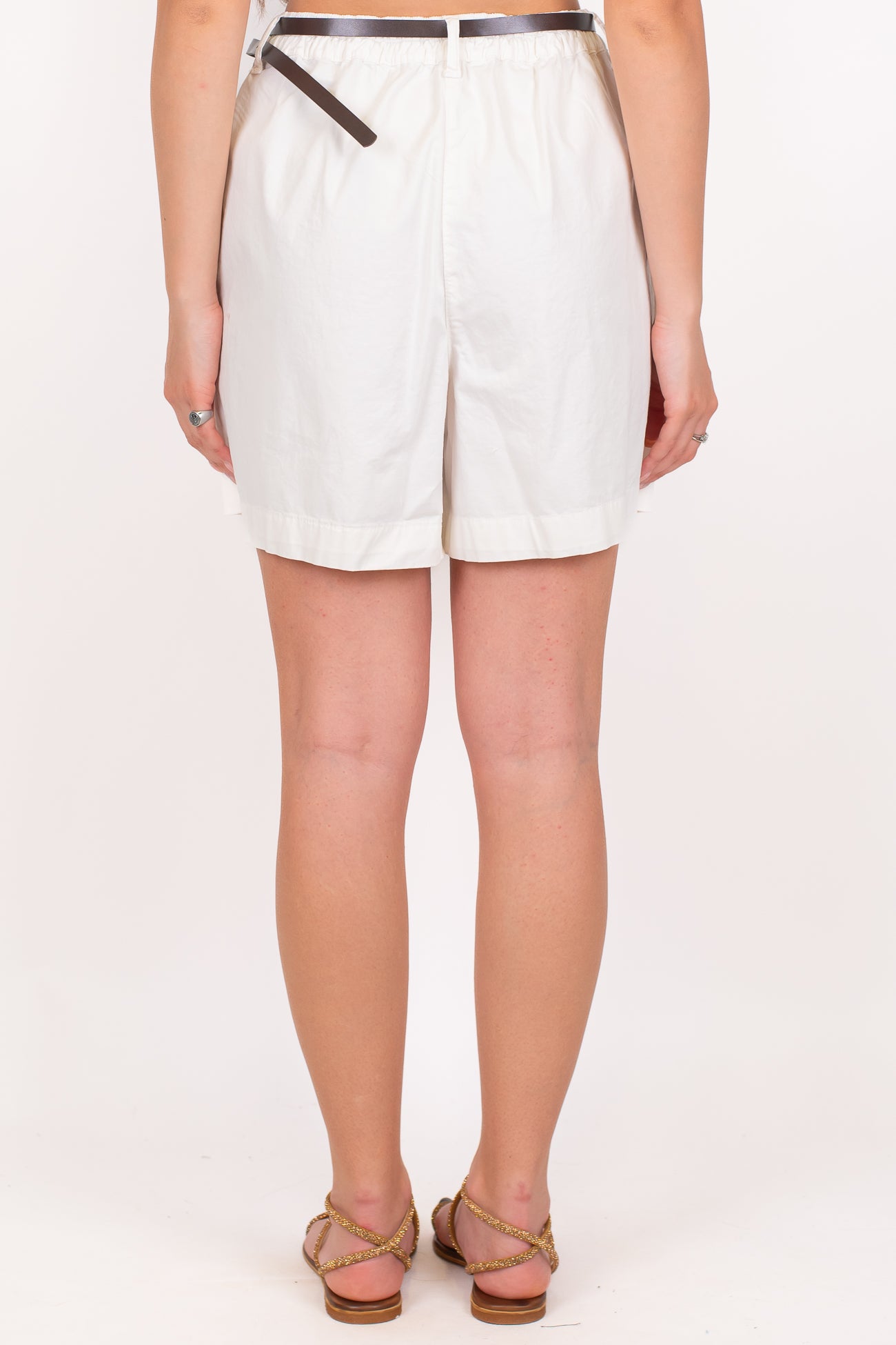 Dixie - Bermuda in cotone con pinces ed elastico sul retro