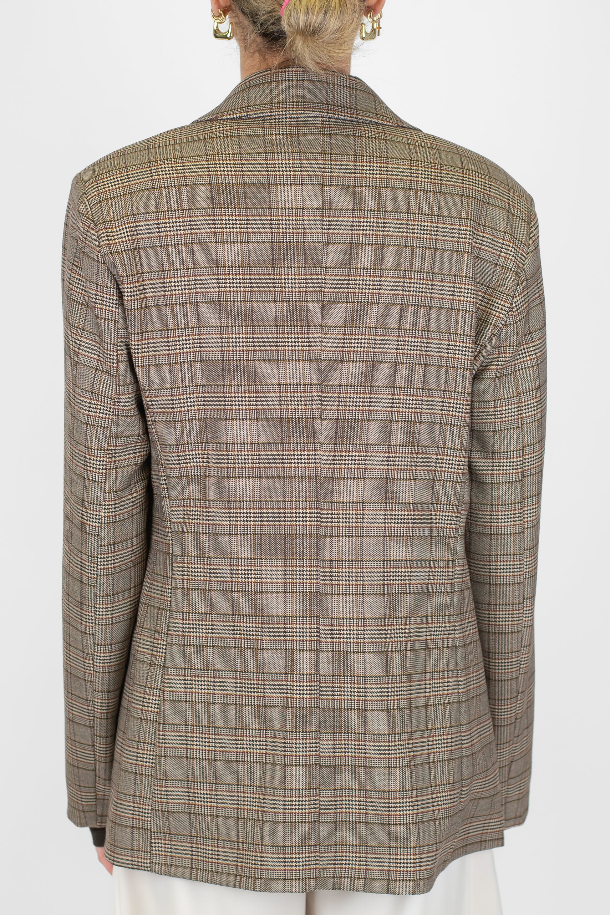 Haveone - Giacca monopetto fantasia principe di galles con spalline