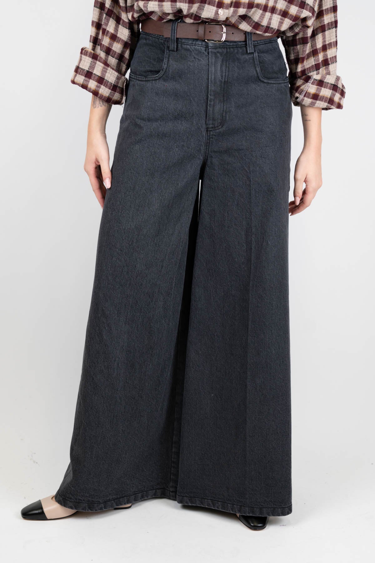 Motel - Pantalone palazzo denim lavaggio scuro