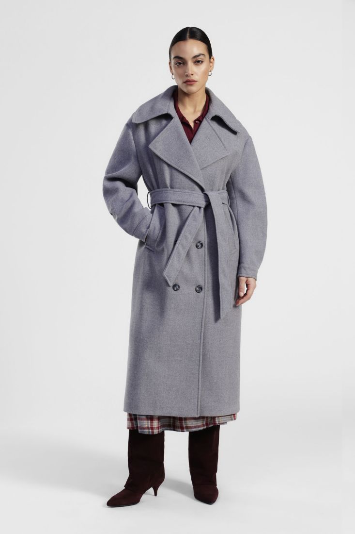 Dixie - Cappotto doppiopetto con cintura e maxi revers