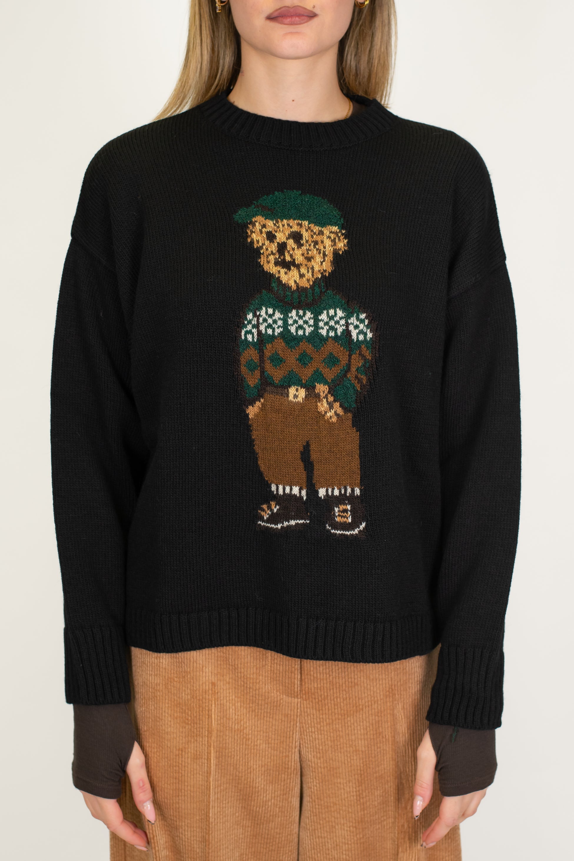 Tensione in - Maglia con orsetto in misto lana