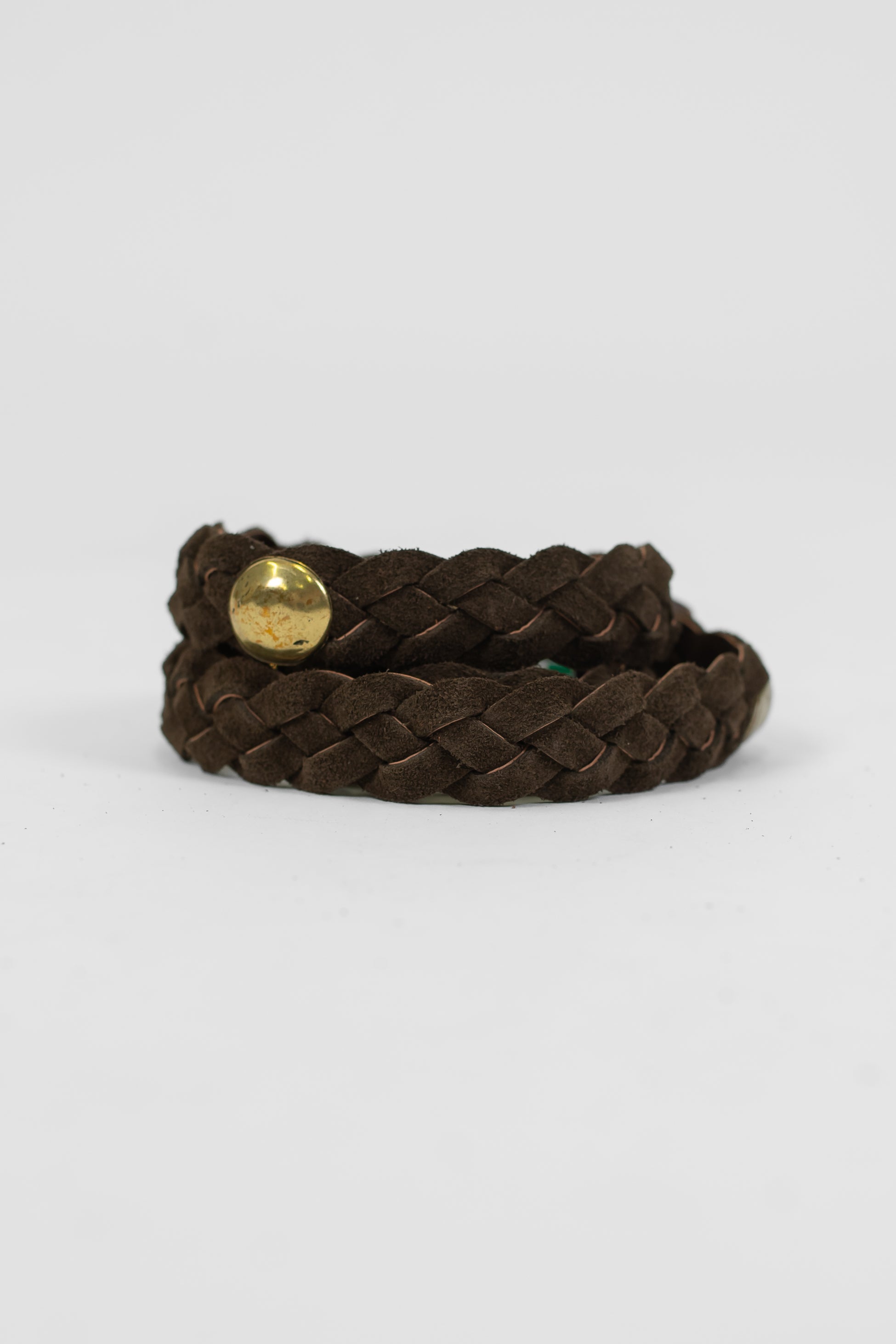 Haveone - Cintura in pelle intrecciata scamosciata con fibbia in acciaio e applicazioni