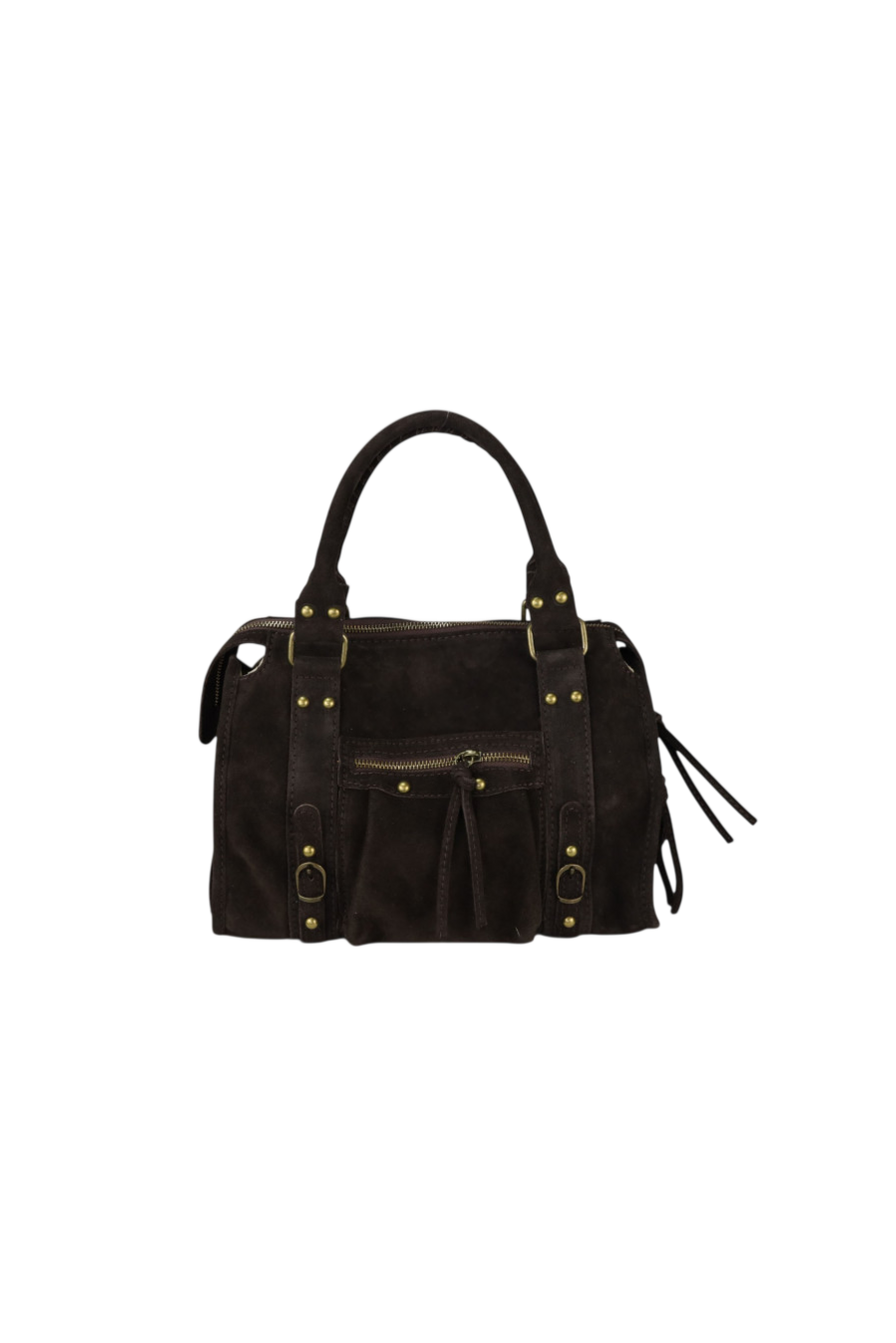 Borsa piccola in camoscio con finiture in oro anticato