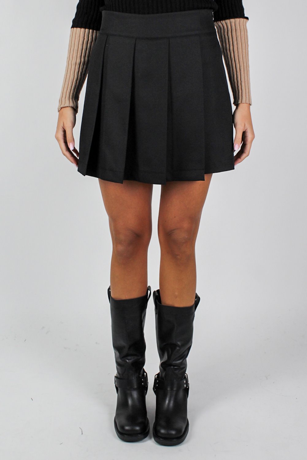 Haveone - Gonna-Shorts plissé con chiusura zip sul lato